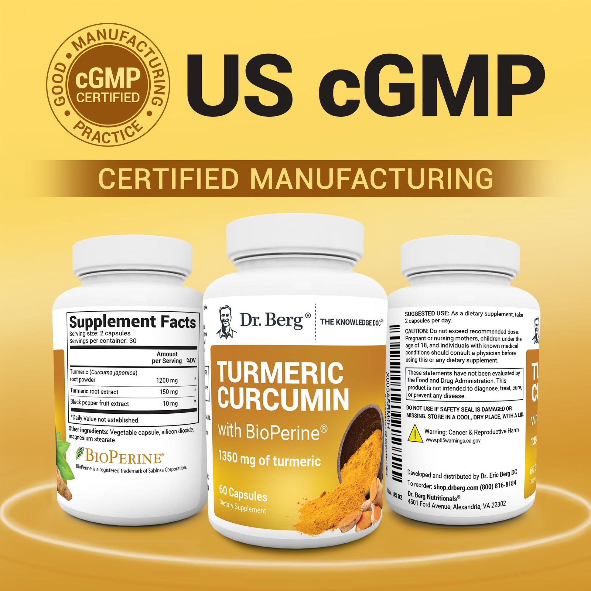 Dr. Berg (Only 2 Per Day) Turmeric Supplement with Black Pepper (BioPerine) - 1350 mg Turmeric Curcumin Supplement with 95% Curcuminoids – Turmeric Curcumin with Black Pepper – 60 Turmeric Capsules Dr. Berg Nutritionals Au supplements