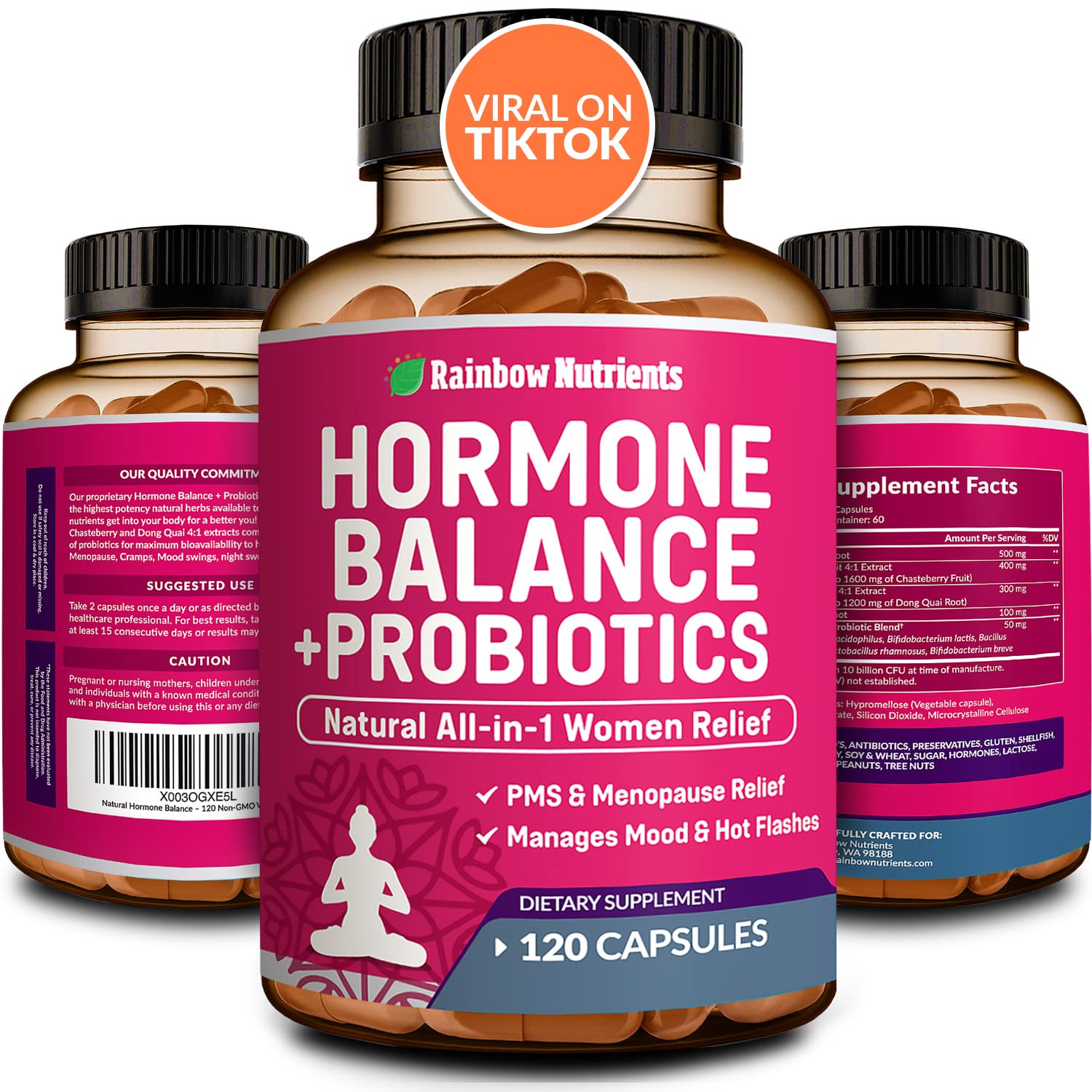 Hormone Balance + Probiotics for Women (3450mg) Natural Relief for Menopause Rainbow Nutrients, LLC Au supplements