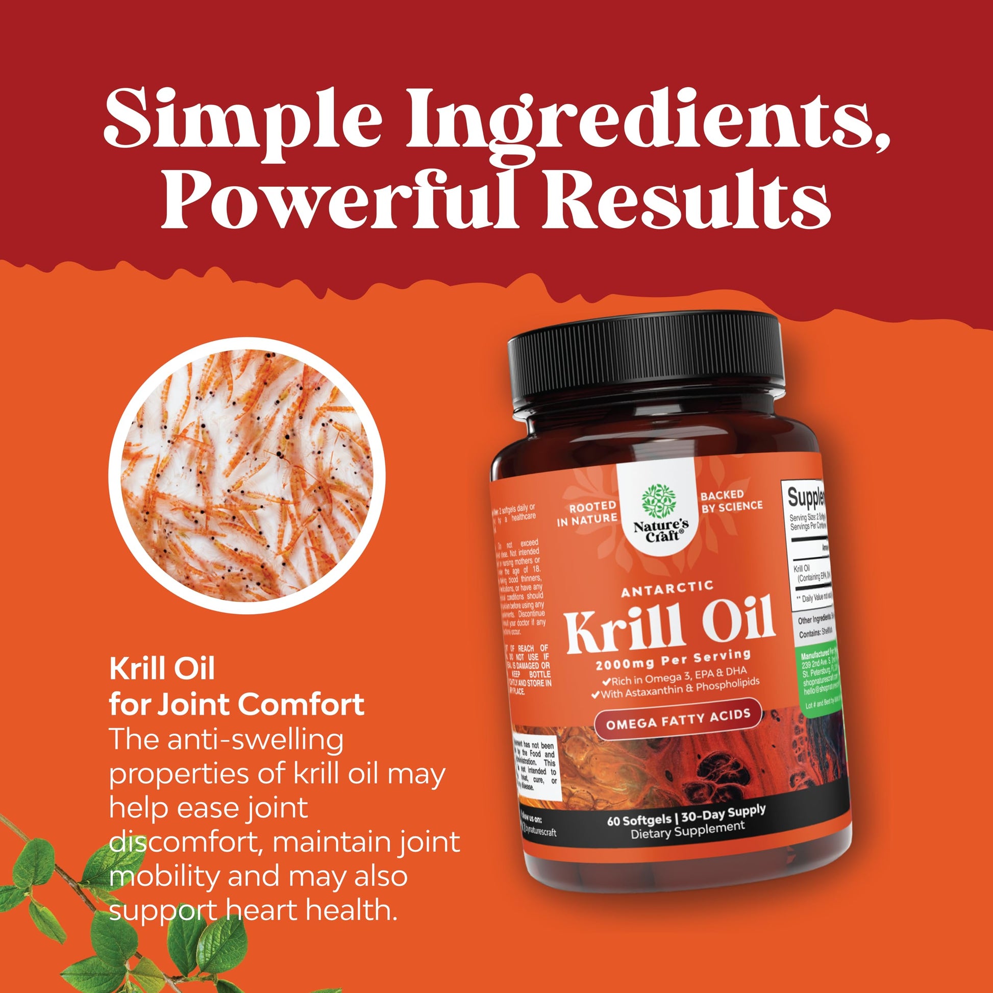 Antarctic Krill Oil 2000mg Softgels Per Serving - Omega 3 Krill Oil Supplement Natures Craft Au supplements
