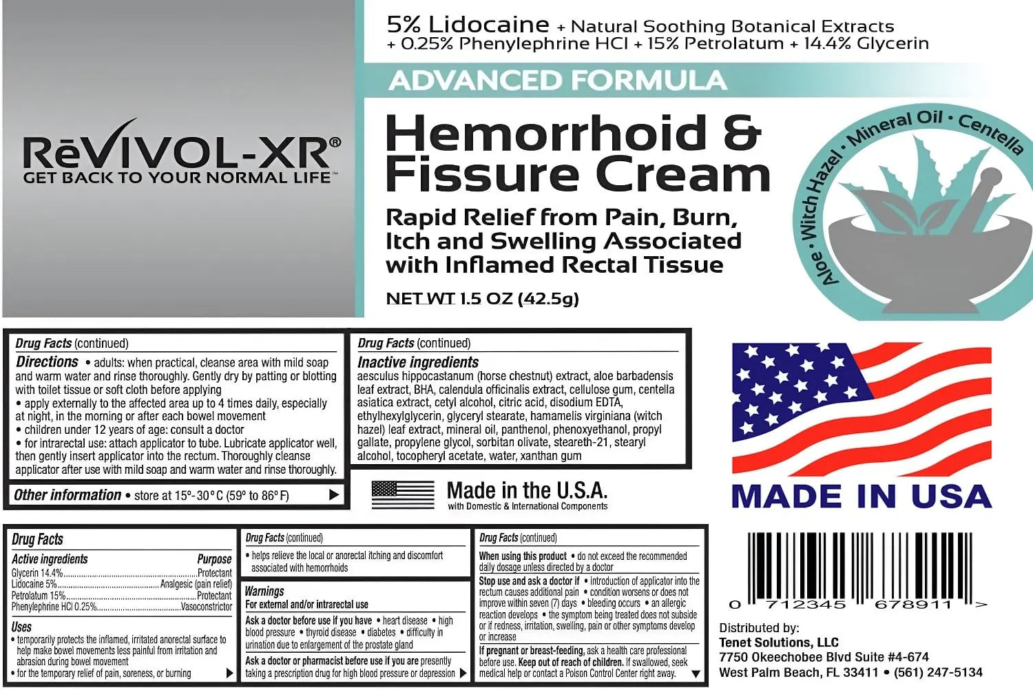 REVIVOL-XR Advanced Hemorrhoid Treatment. 5% Lidocaine + Shrinks + Protects Skin + Aloe + Witch Hazel + Botanicals, External & Internal Use. Most Complete OTC Ointment + Fissure Cream. Made in USA. REVIVOL-XR Au supplements
