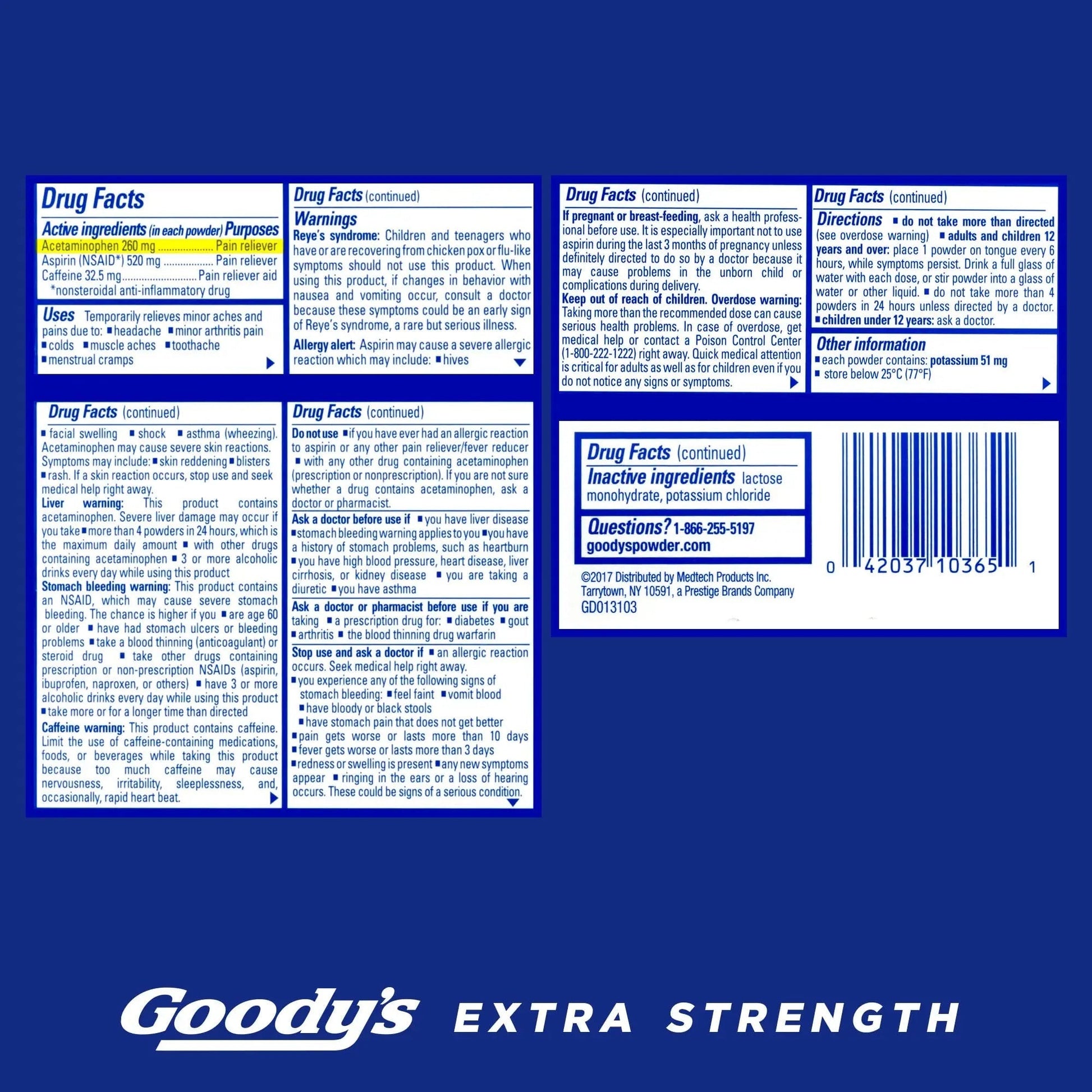 Goody’s Headache Powder Extra Strength Pain Relief, Triple Action Headache Relief with Aspirin, Acetaminophen & Caffeine, 24 Count Goody's Au supplements