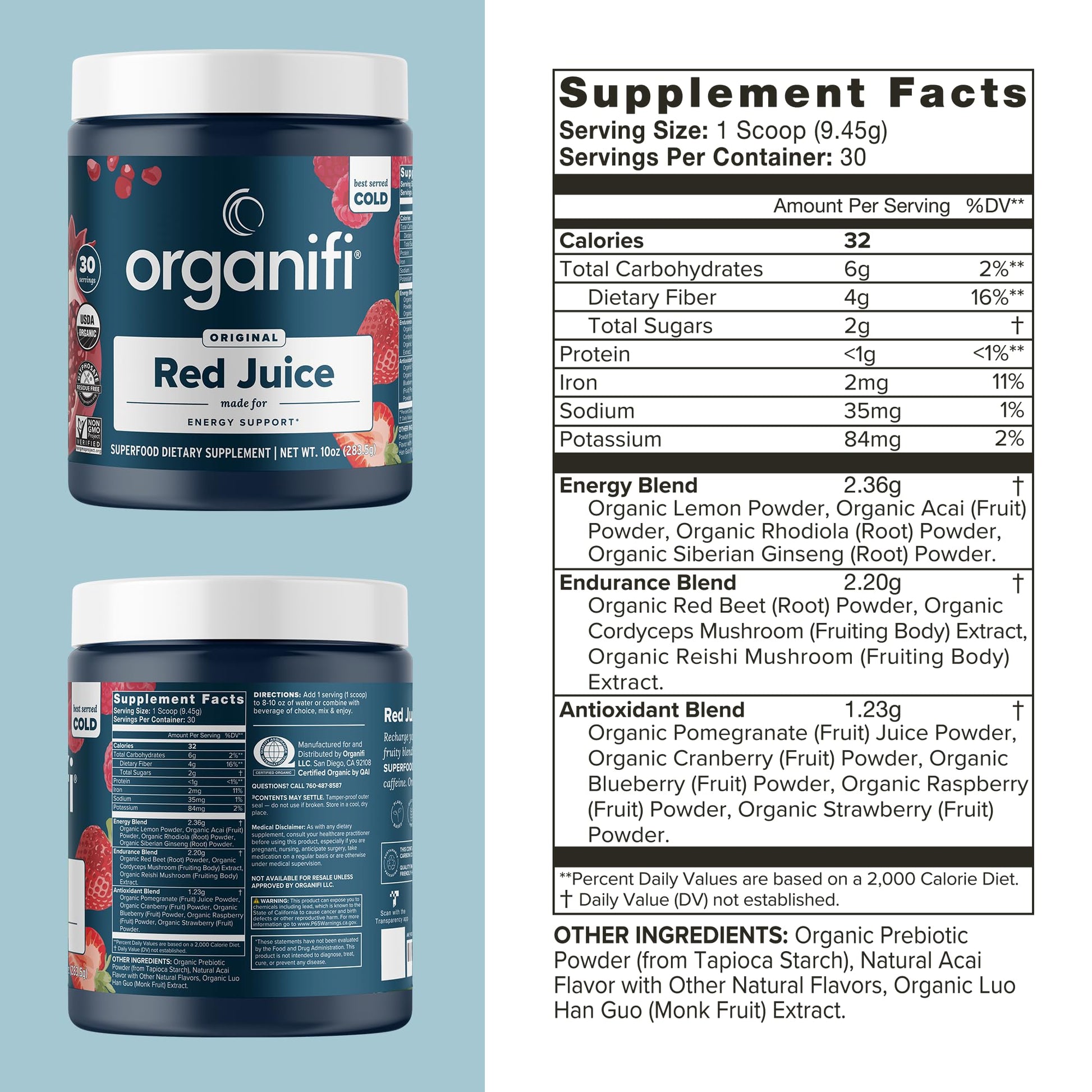 Organifi Red Juice - Vegan Energy Powder - Berry-Flavored Adaptogen Drink Organifi Au supplements