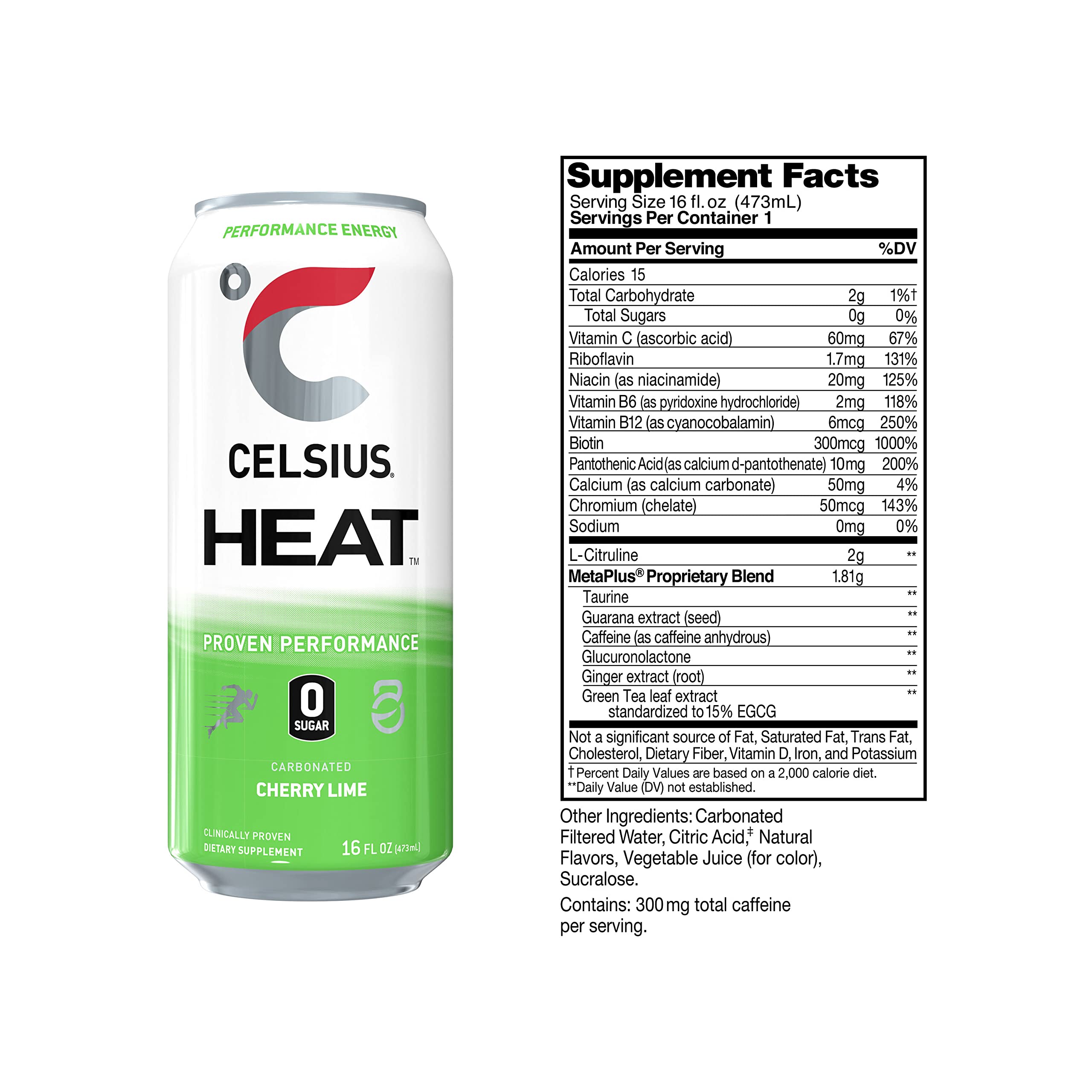 CELSIUS HEAT Performance Energy Drink, Cherry Lime, 16 Fl Oz (Pack of 12) CELSIUS Au supplements