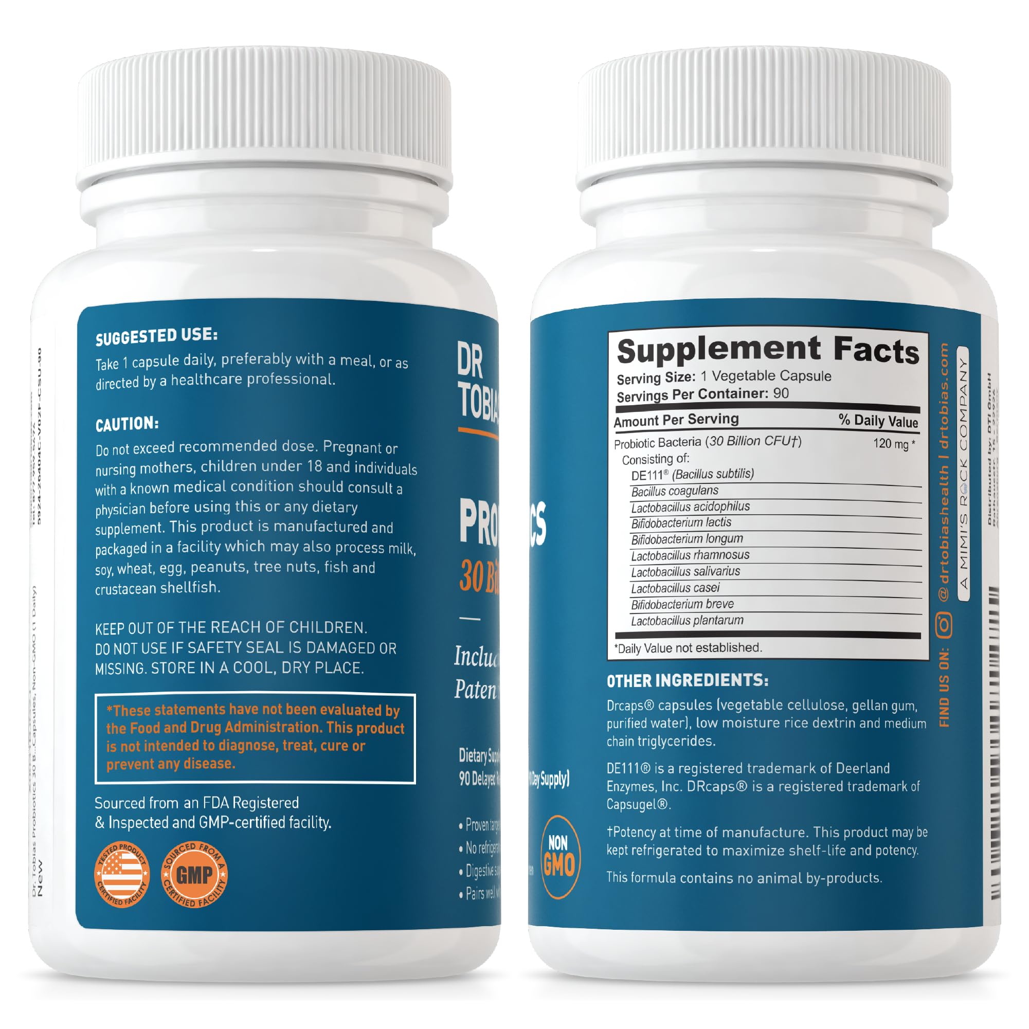 Dr. Tobias Probiotics 30 Billion, 10 Strains, 30 Billion CFU's, Targeted Release Probiotics Dr. Tobias Au supplements