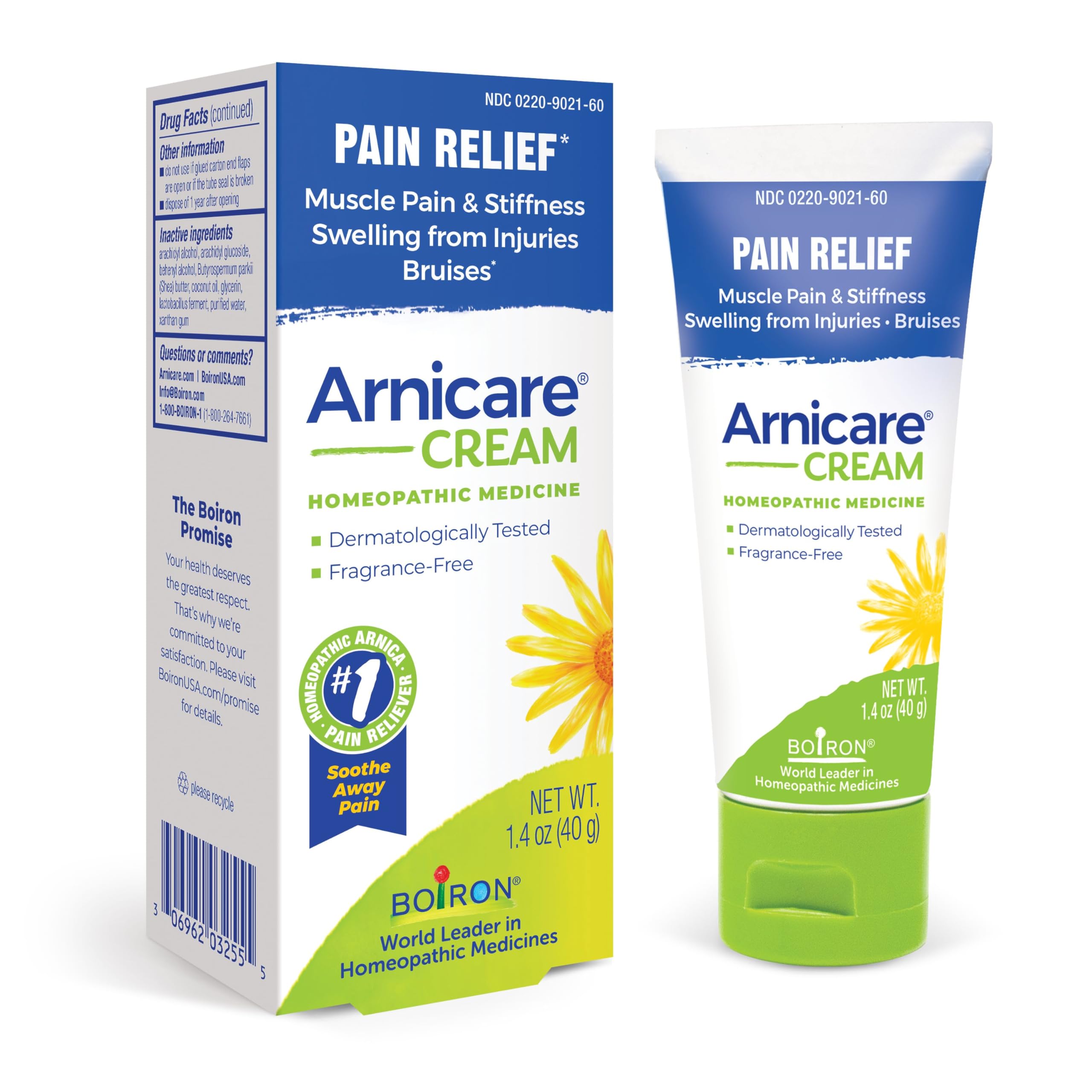 Boiron Arnicare Cream for Relief for Joint Pain, Muscle Pain, Muscle Soreness, and Swelling from Bruises or Injury - Fast Absorbing and Fragrance-Free - 1.3 oz Boiron Au supplements