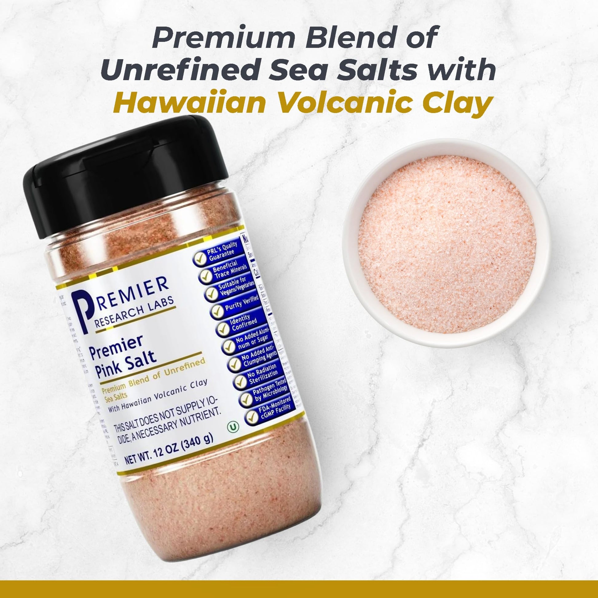Premier Research Labs Pink Salt - Hawaiian Red Alaea Sea Salt Blend for Food, Cooking, and Eating - Flaky, Unrefined, and Additive-Free, 12 oz Premier Research Labs Au supplements