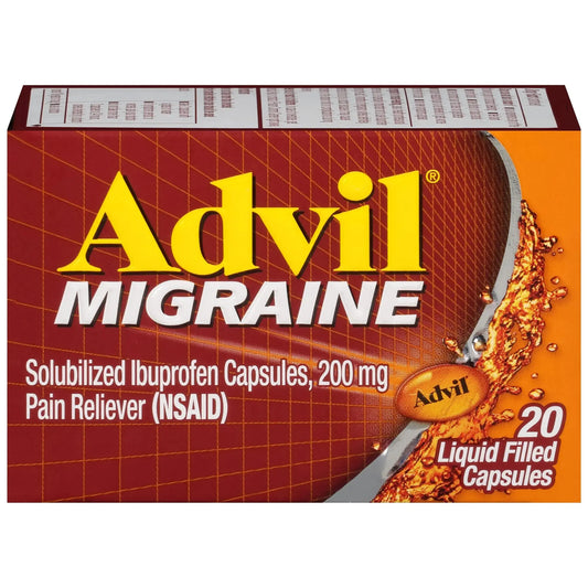 Advil Migraine Headache Relief, Ibuprofen Capsules with Ibuprofen 200mg for Migraine Relief, Nausea Relief and Light Sensitivity Relief - 20 Liquid Filled Capsules AdvilAu supplements