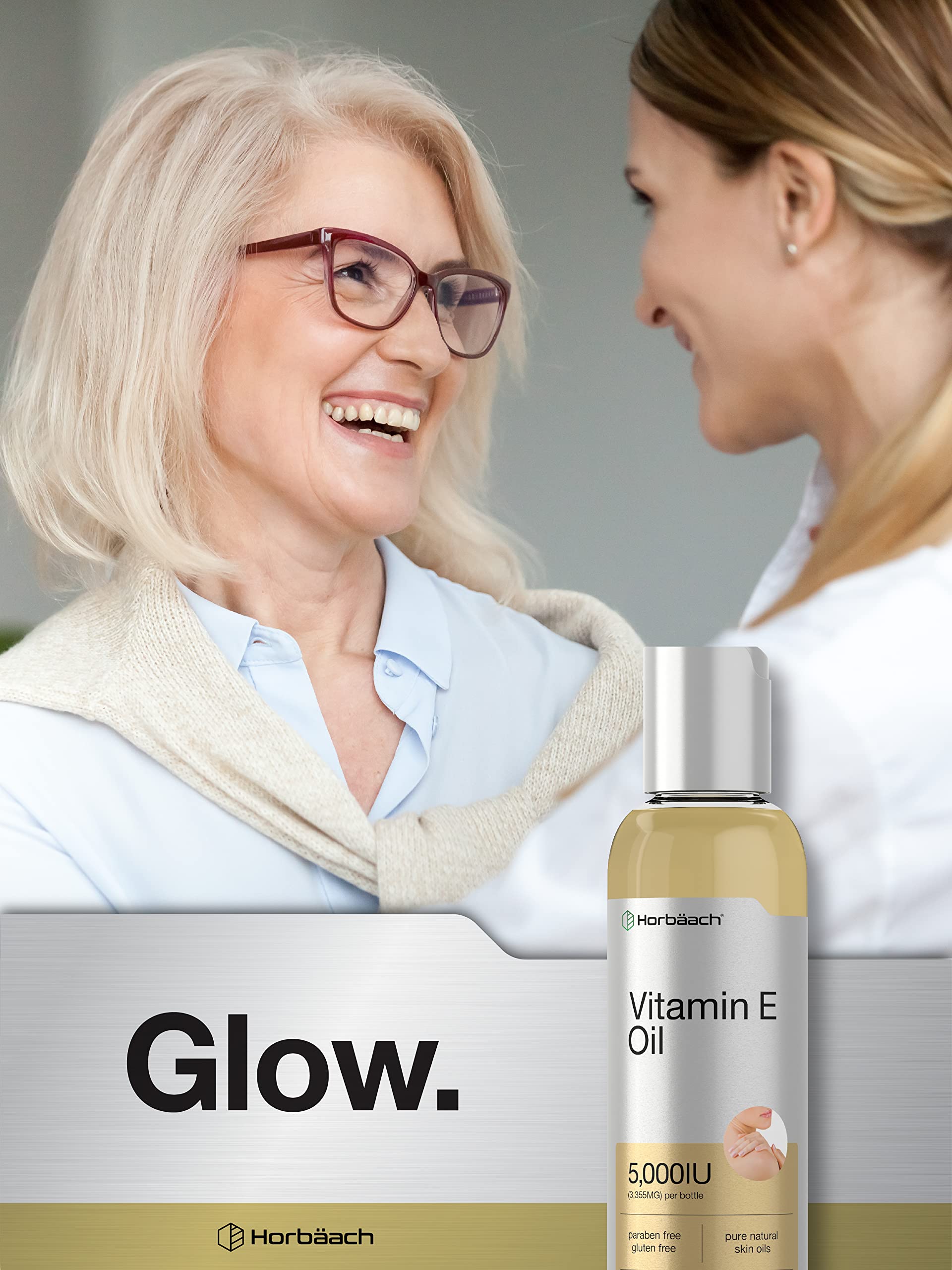 Vitamin E Oil | 5000 IU | 8 oz (2 x 4oz) Value Pack | for Skin, Hair, Face & Body | Vegetarian Horbäach Au supplements