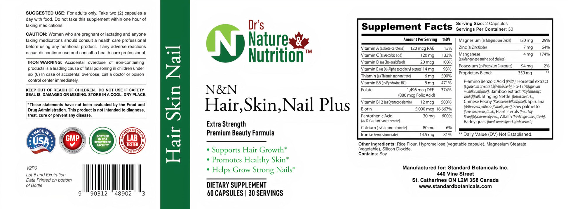 Dr's Nature & Nutrition Hair, Skin & Nail Plus Vitamin Supplement with Biotin 5000mcg, Bamboo Extract, Collagen Support - Extra Strength Beauty Supplement for Men and Women - 60 Capsules Dr's Nature & Nutrition Au supplements