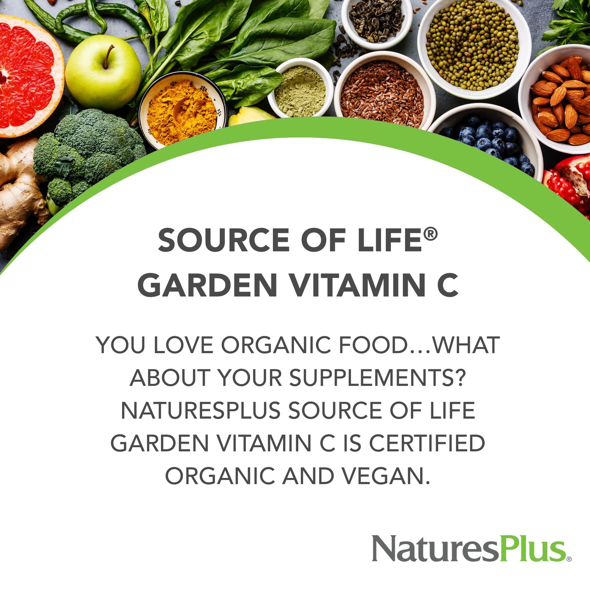 NaturesPlus Source of Life Garden Vitamin C - 60 Capsules - Immune System Support - USDA Certified Organic, Non-GMO, Vegan, Gluten Free - 30 Servings NaturesPlus Au supplements