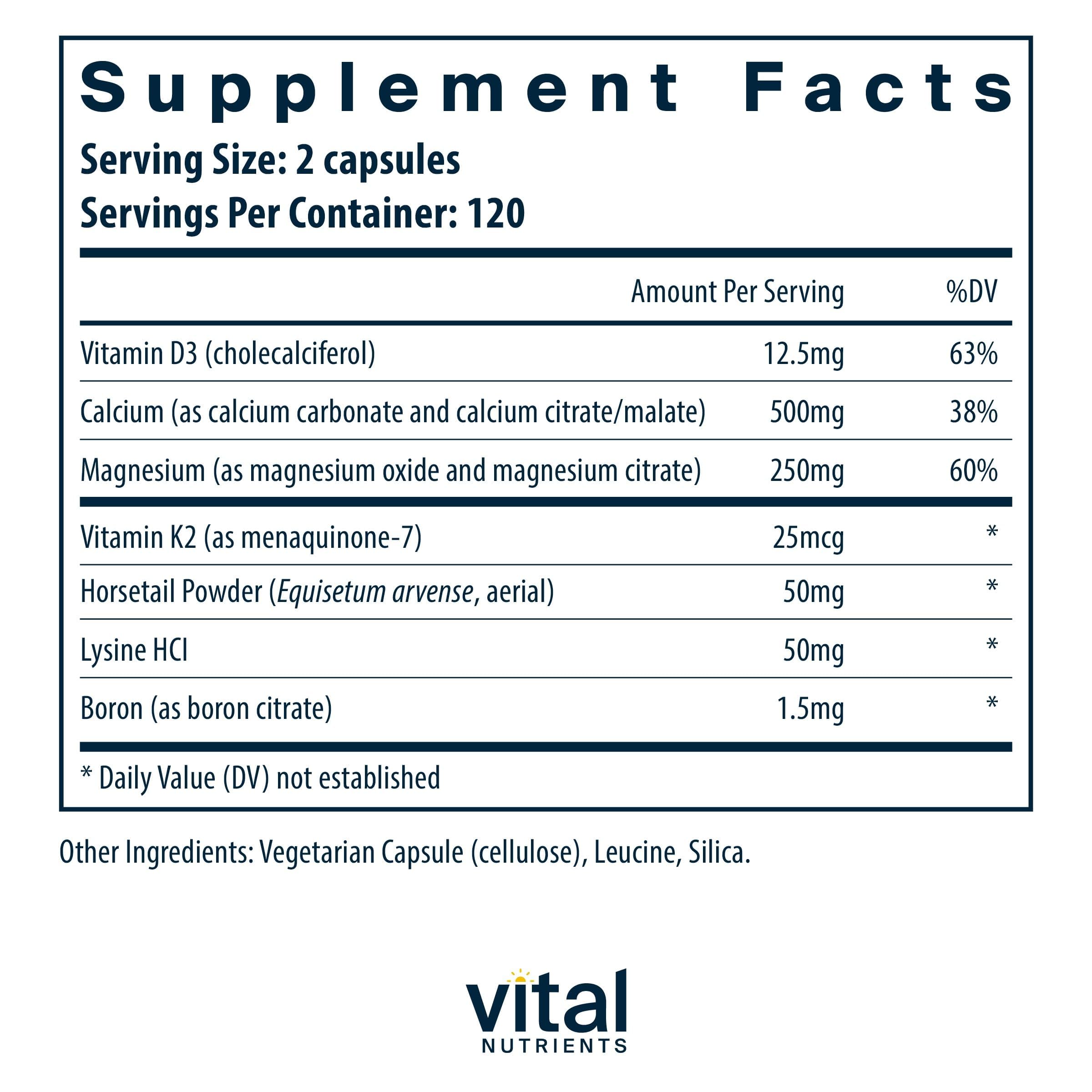 Vital Nutrients Osteo-Nutrients II - Vitamin K2 + D3, Calcium, Boron, and Magnesium for Bone Strength* - Healthy Heart Support - Vegetarian Supplement - Gluten, Dairy, Soy Free - 240 Capsules Vital Nutrients Au supplements