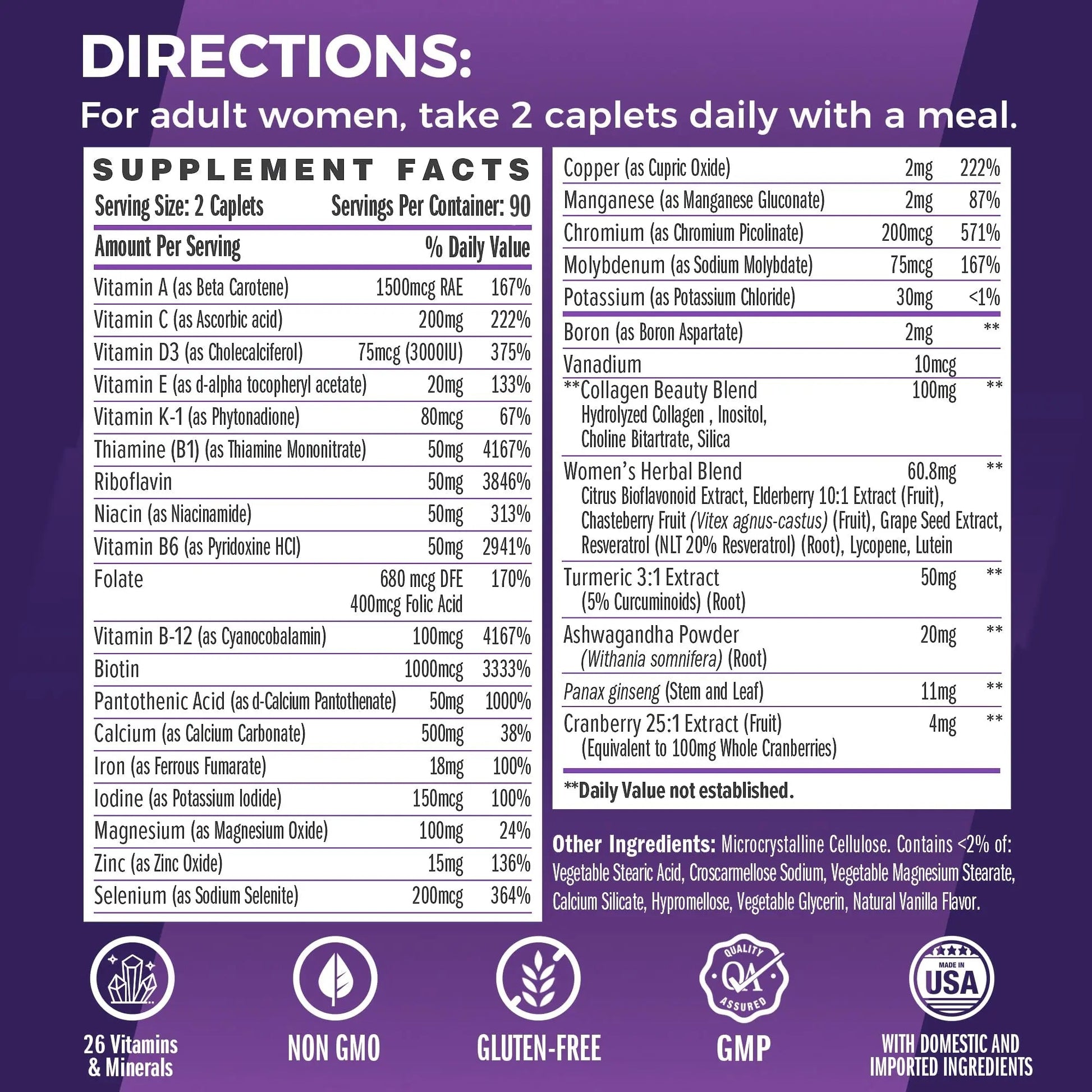 Vitamin World Ultra 360 Multivitamin for Women, Women's Multivitamin with Herbs & Collagen for Hair, Skin & Nails, Supplement with Iron, Vitamin A, B, C, D, E Vitamin World Au supplements