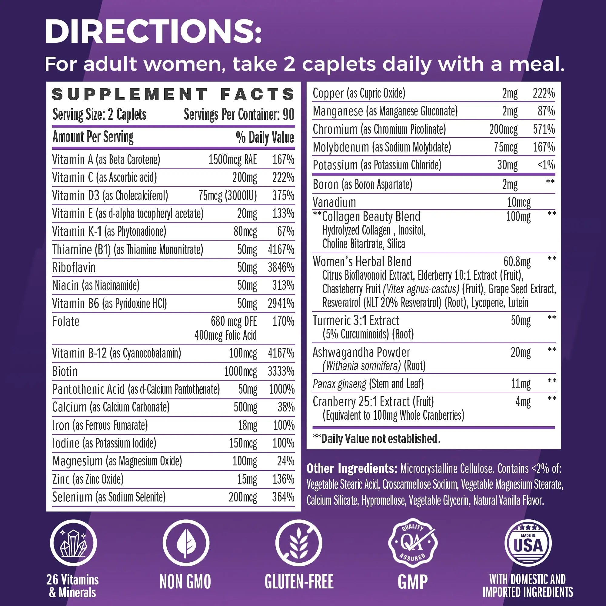 Vitamin World Ultra 360 Multivitamin for Women, Women's Multivitamin with Herbs & Collagen for Hair, Skin & Nails, Supplement with Iron, Vitamin A, B, C, D, E Vitamin World Au supplements