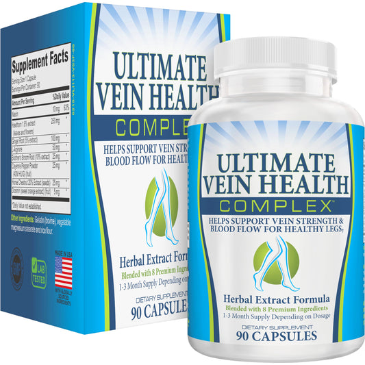 8-in-1 Vein & Leg Health Circulation Support Supplements | Leg + Vein Formula | Circulatory Support Supplement | 1-Month Supply | 90 Capsules Elevate Recovery SupplementsAu supplements