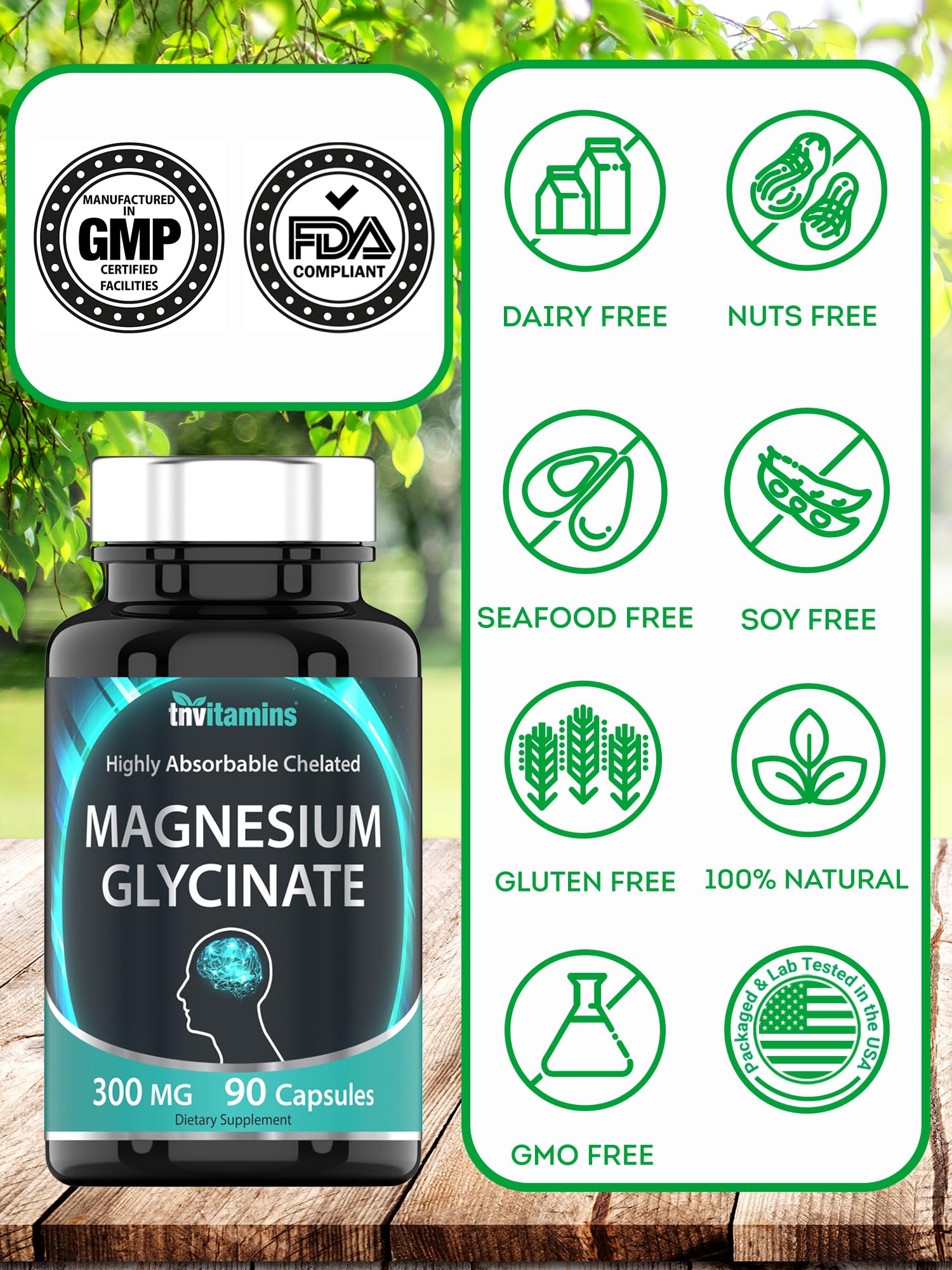 tnvitamins Magnesium Glycinate 300mg, 90 Capsules | High Absorption Chelated Magnesium for Sleep, Calm & Muscle Support* | Non-GMO, Gentle, Non-Laxative | TNVitamins tnvitamins Au supplements