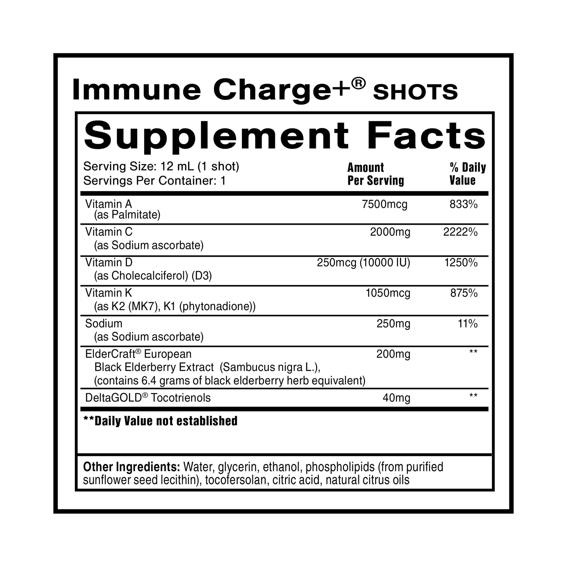 Quicksilver Scientific Immune Charge+ - Portable Wellness with Elderberry, Vitamin C, E, K1, K2, 10,000 IU Vitamin D for Optimal Immune System Support (12 Single Serving Shots) Quicksilver Scientific Au supplements