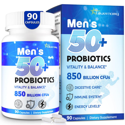 Probiotics for Men, Advanced 50+ Mens Probiotic, Comprehensive Gut & Energy Support with 850 Billion CFU, 1800mg Prebiotics Fiber – Tailored Wellness mens probiotics QIVERNAMYUS supplements