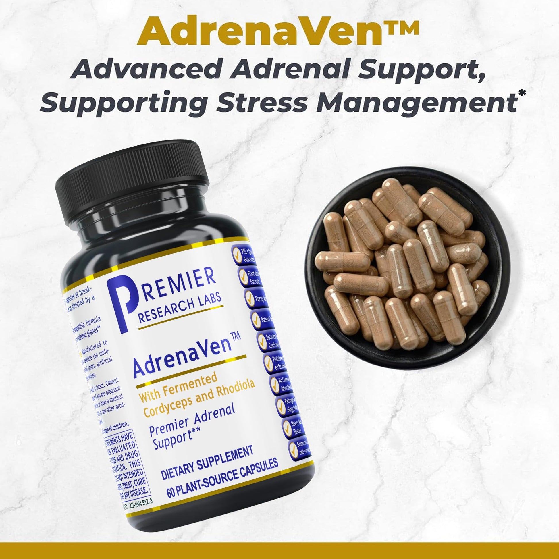 Premier Research Labs 30 Servings-AdrenaVen - Adrenal Health Supplement, Supports Adrenal Gland Health and Stress Response - Organic Adrenal Health - 60 Plant-Source Capsules Premier Research Labs Au supplements