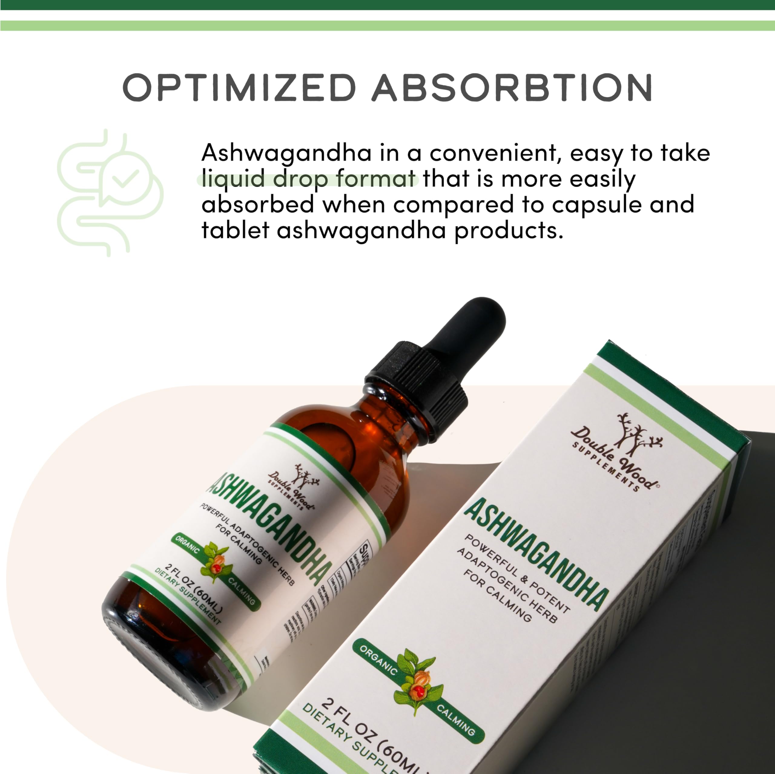 Ashwagandha Organic Drops for Stress Relief (1,200mg, 60 Servings) Ashwagandha Tincture for Adrenal Support and Cortisol Manager (Vegan Safe, Gluten Free, Non-GMO) by Double Wood Double Wood Supplements Au supplements