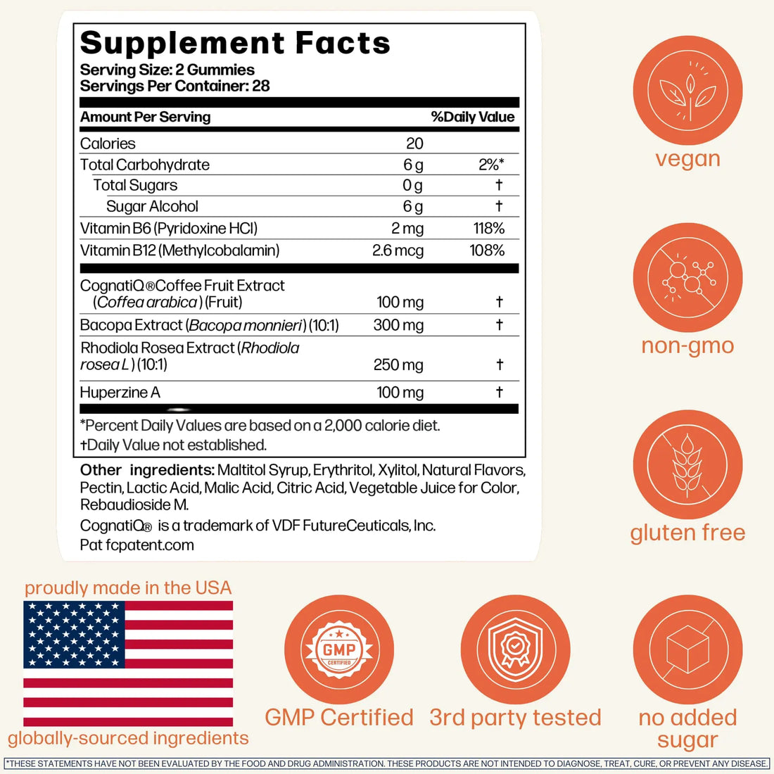 Avantera Elevate Gummies Premium Nootropic Supplement - Beat Brain Fog - Best Focus Supplements for Memory & Focus Support - Energy Without Crash - 60 Gummies for Women & Men Avantera uk supplements