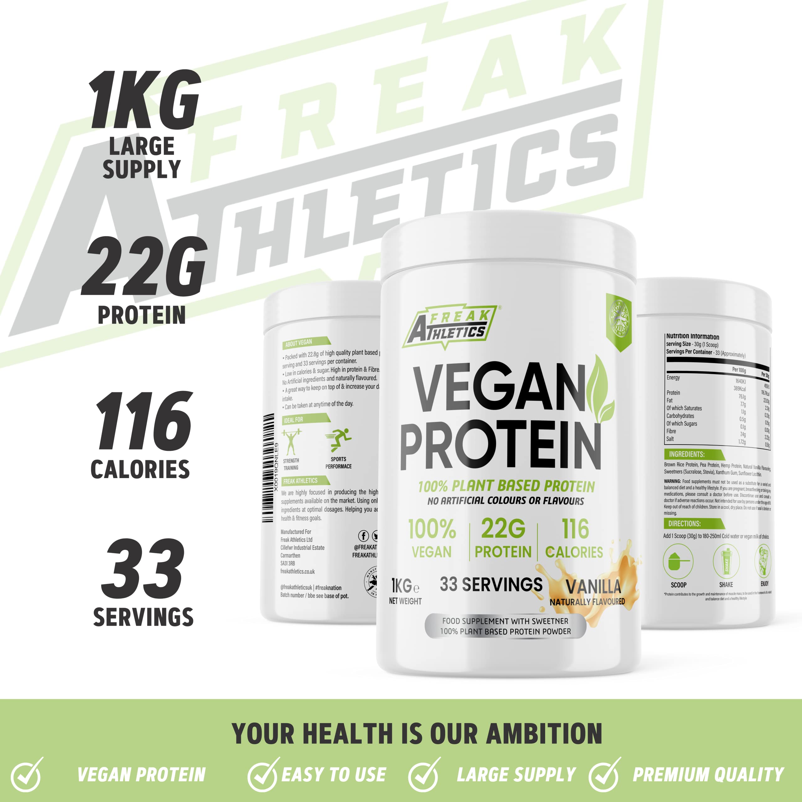 Vegan Protein Powders - Plant Based Vegan Protein Powder 1kg Soy Free Protein Powder Freak Athletics Au supplements