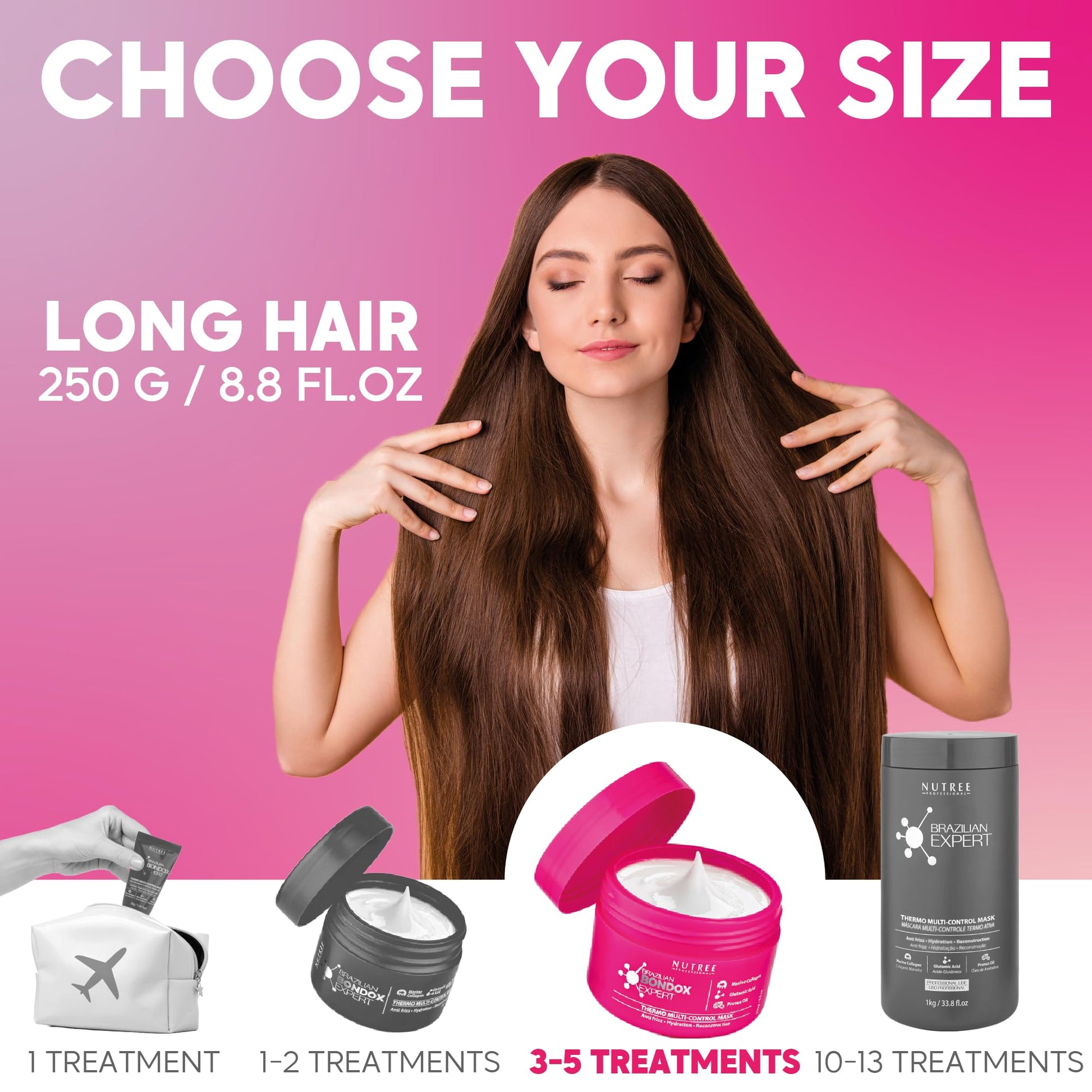 Brazilian Hair Bottox Expert Thermal Mask 8.8 oz - Contains Marine Collagen and Almond Oil - Formaldehyde-Free - Repairs the Hair Elasticity and Flexibility, Softens, Moisturizers, Adds Shine Nutree Professional Au supplements