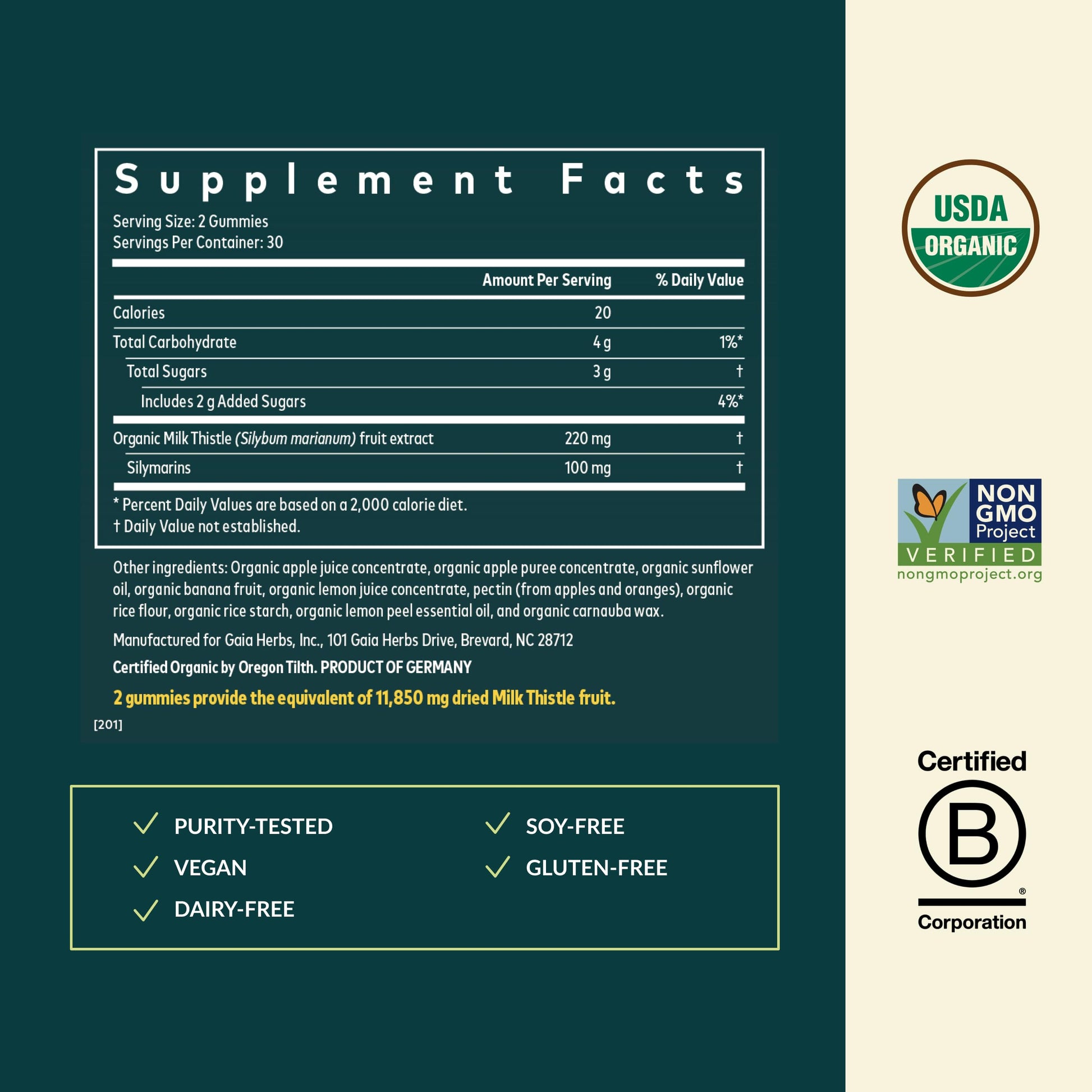 Gaia Herbs Milk Thistle Gummies - Herbal Supplement with Antioxidant Properties for Liver Health & Liver Detox - Lemon Flavored - 60 Vegan Gummies Gaia Herbs Au supplements