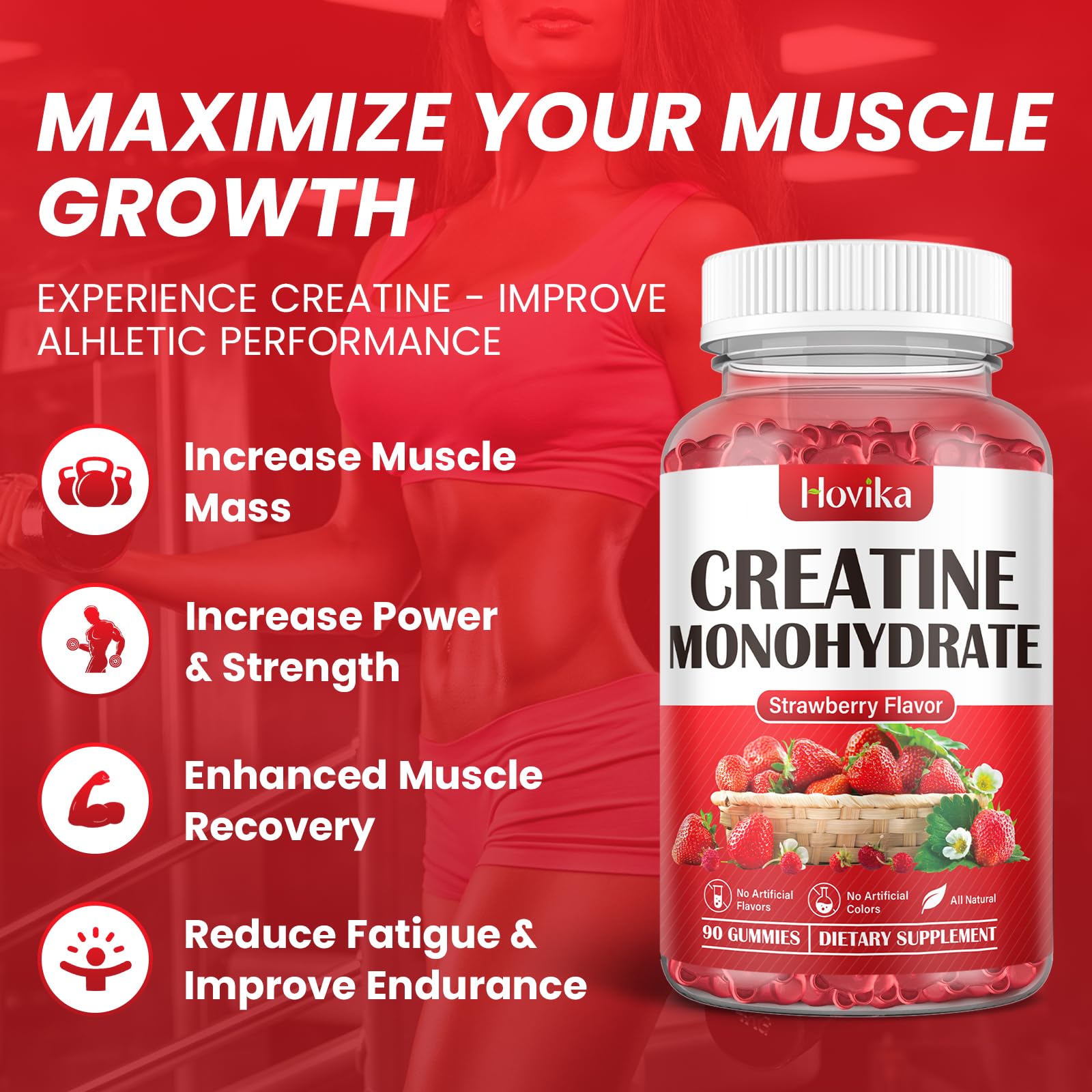 Hovika Creatine Monohydrate Gummies for Men & Women, Chewable 3g Creatine Monohy Hovika Au supplements