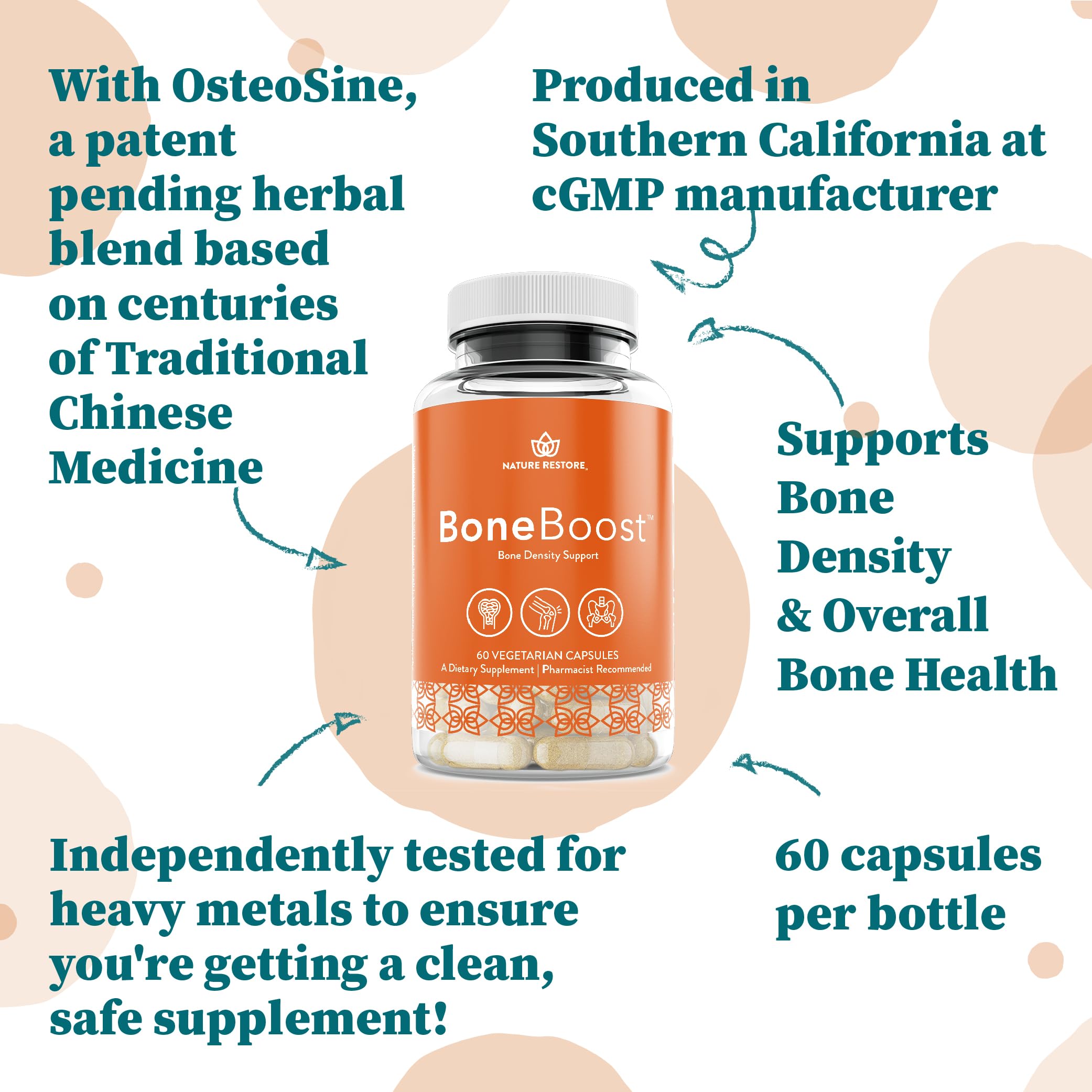 Nature Restore BoneBoost, Natural Bone Health Supplement, 60 Capsules, Manufactured in USA, Non GMO, Gluten Free Nature Restore Au supplements