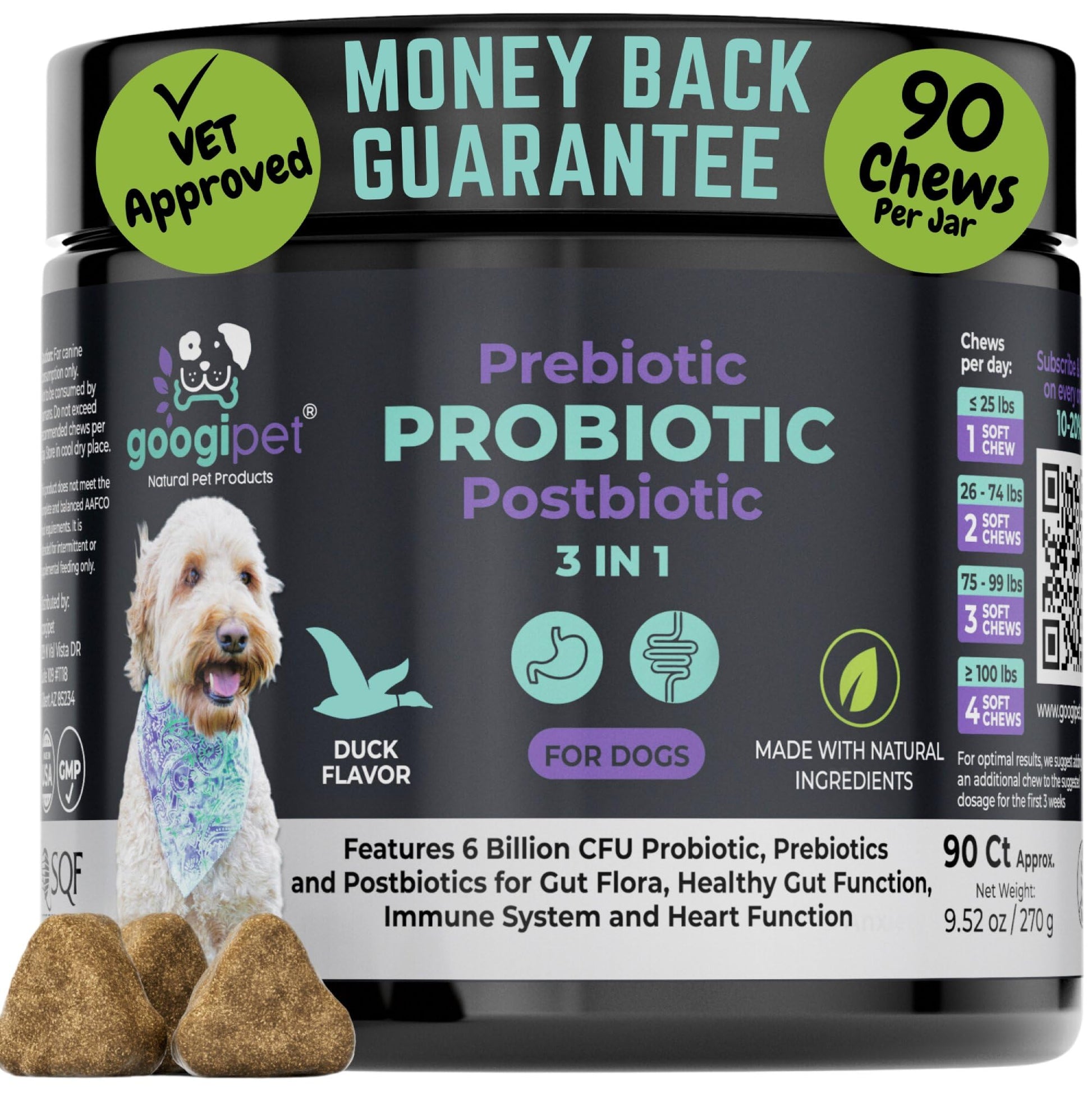 Googipet Probiotics for Dogs Digestive Health - Prebiotics and Probiotics Chews for Dog Yeast Infection Treatment + Digestive Enzymes - Dog Probiotics for Itchy Skin & Ears w/Papaya, Pumpkin, & Fiber GOOGIPET NATURAL PET PRODUCTS Au supplements