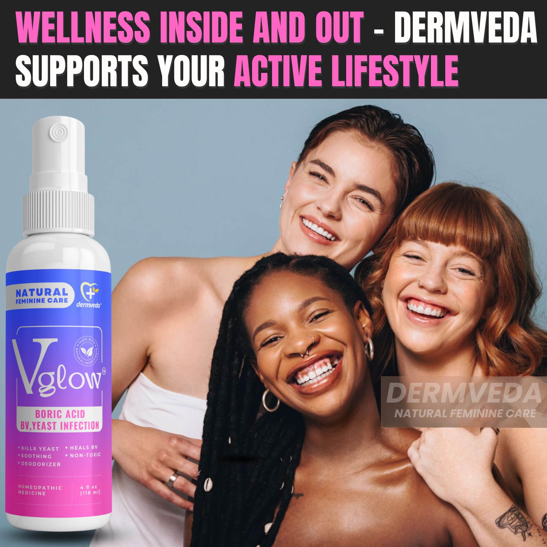 Dermveda Boric Acid BV Relief for Women - Natural Yeast Infection, Odor, Itch Relief Solution Dermveda Au supplements