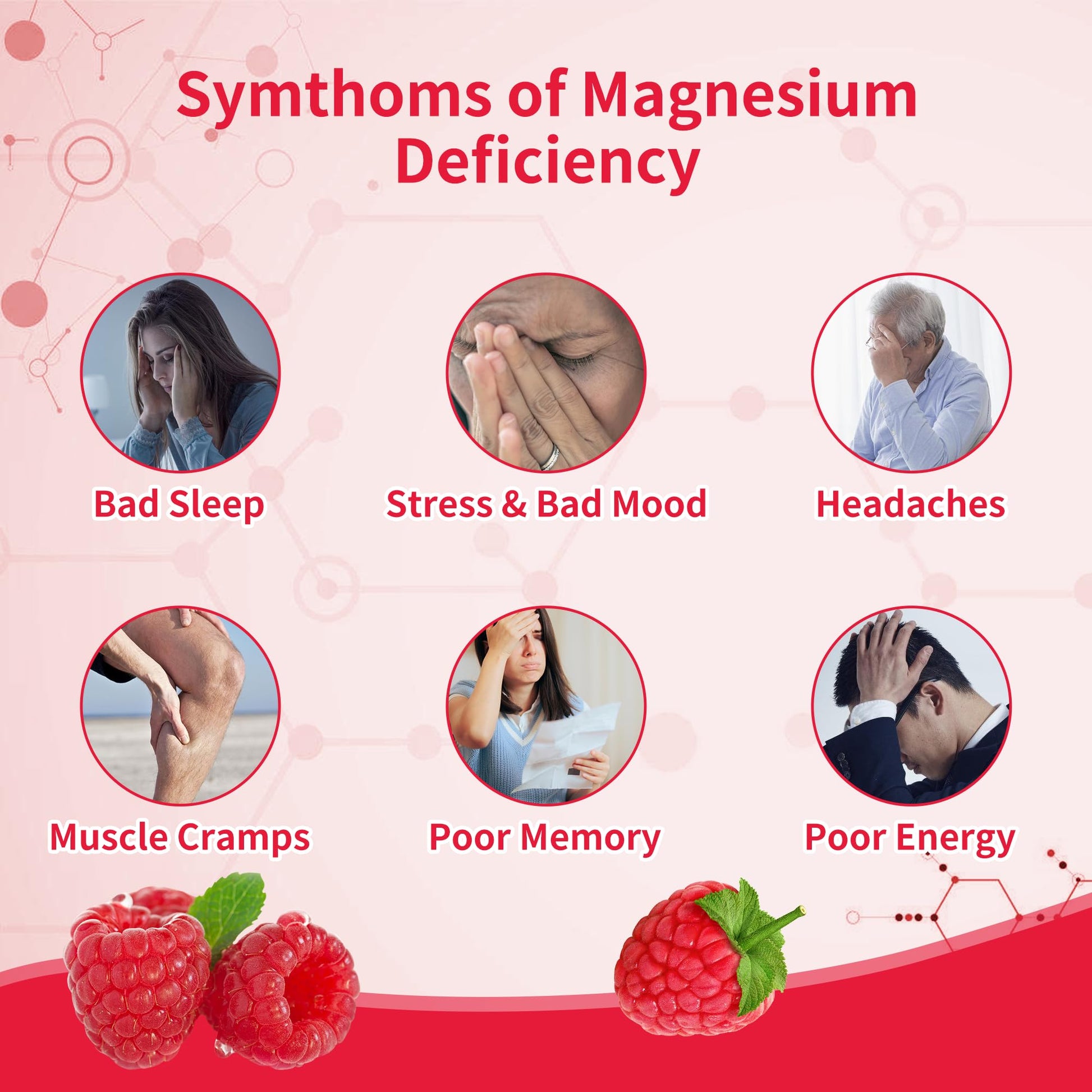90 CT Magnesium Glycinate Gummies 1000mg - Sugar Free Magnesium Potassium Supplement with Vitamin D, B6, CoQ10 for Calm Mood & Sleep Support - 90 Raspberry Gummies novomins Au supplements