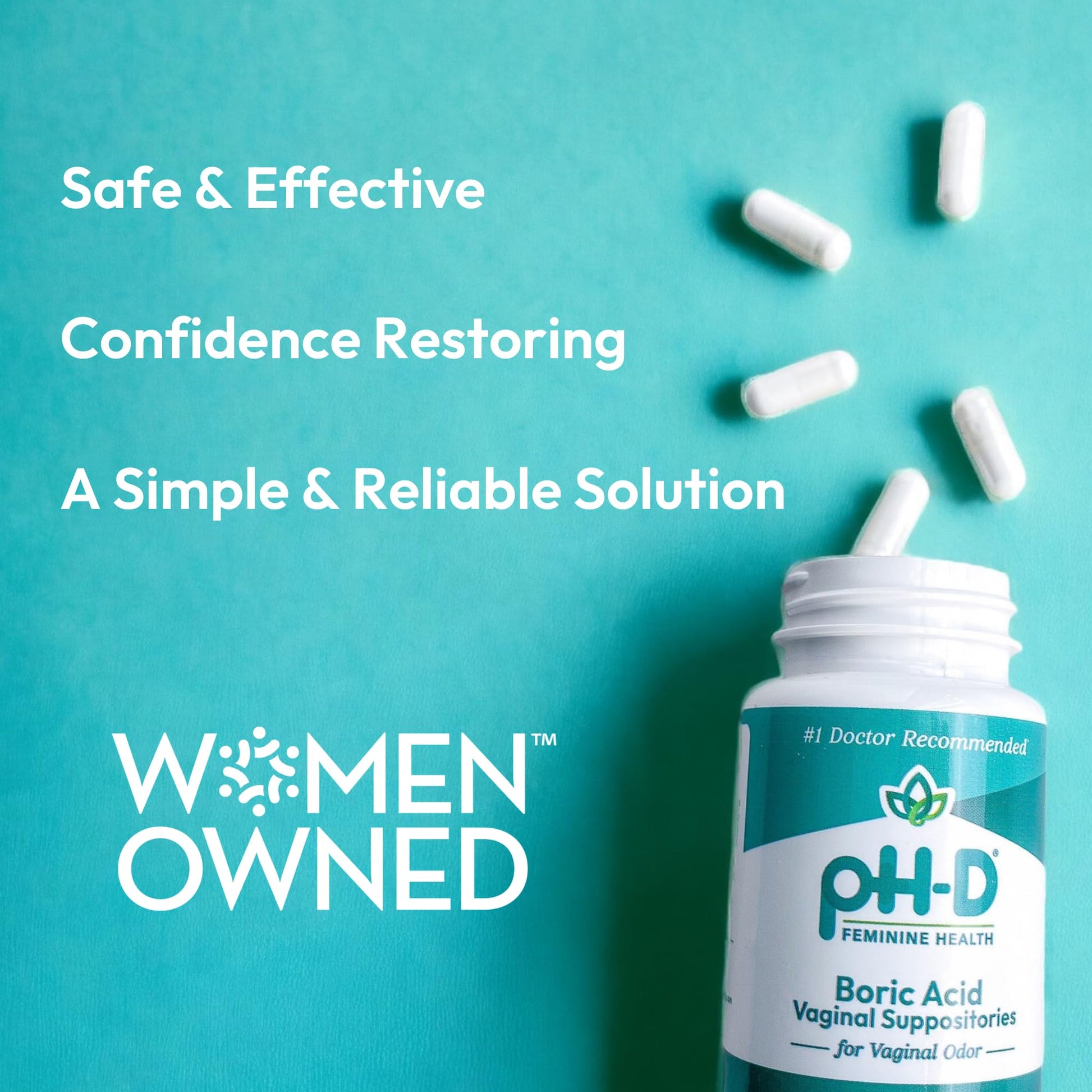 pH-D Feminine Health - 600 mg Boric Acid Suppositories - Woman Owned - for Vaginal Odor Use - 36 Count pH-D Feminine Health Support Au supplements