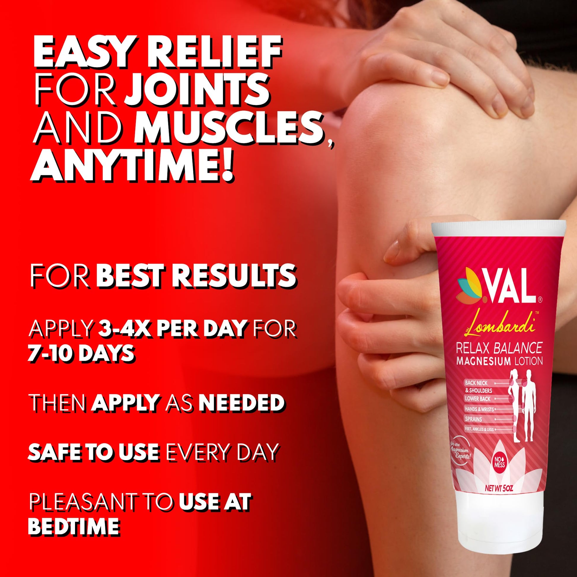 VAL Lombardi Relax Balance Magnesium Lotion | Arnica, Camphor & Menthol | Fast Relief for Joints, Muscles, Back, Shoulders, Feet | Non-Greasy | 5oz VAL Au supplements