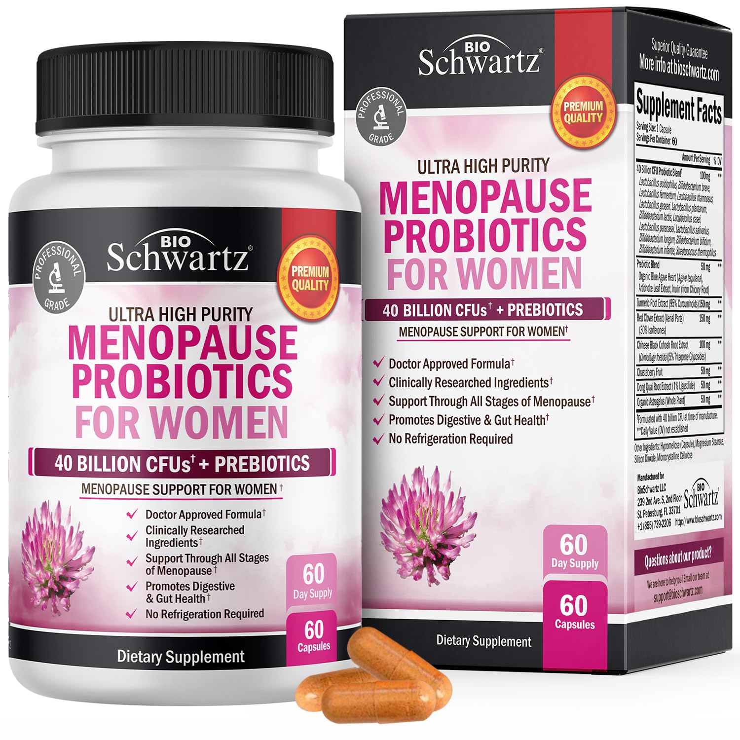 Menopause Support Probiotics for Women - Unique Menopause Relief for Hot Flashes BioSchwartz Au supplements