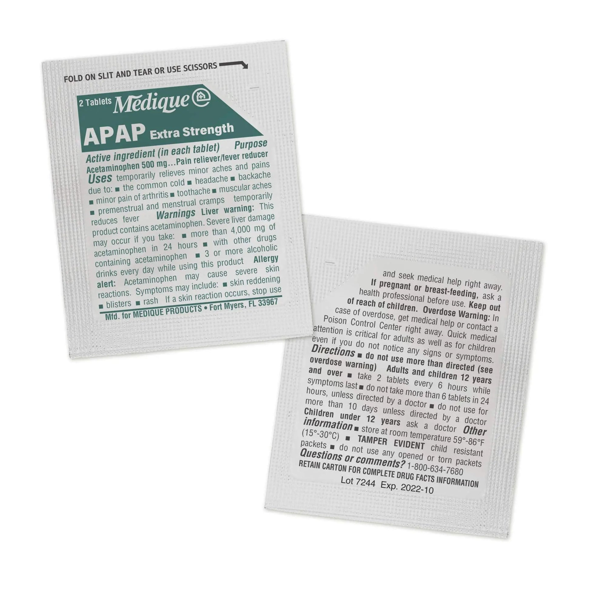 Medique @ Home 70433 Extra Strength APAP Tablets, Non-Aspirin, 50 Packets (2 Tablets per Packet) Total-100 Count Medique Au supplements