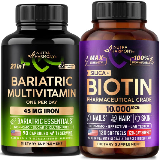 Bariatric Multivitamin Capsules & Biotin with Silicon Softgels NUTRAHARMONYAU supplements