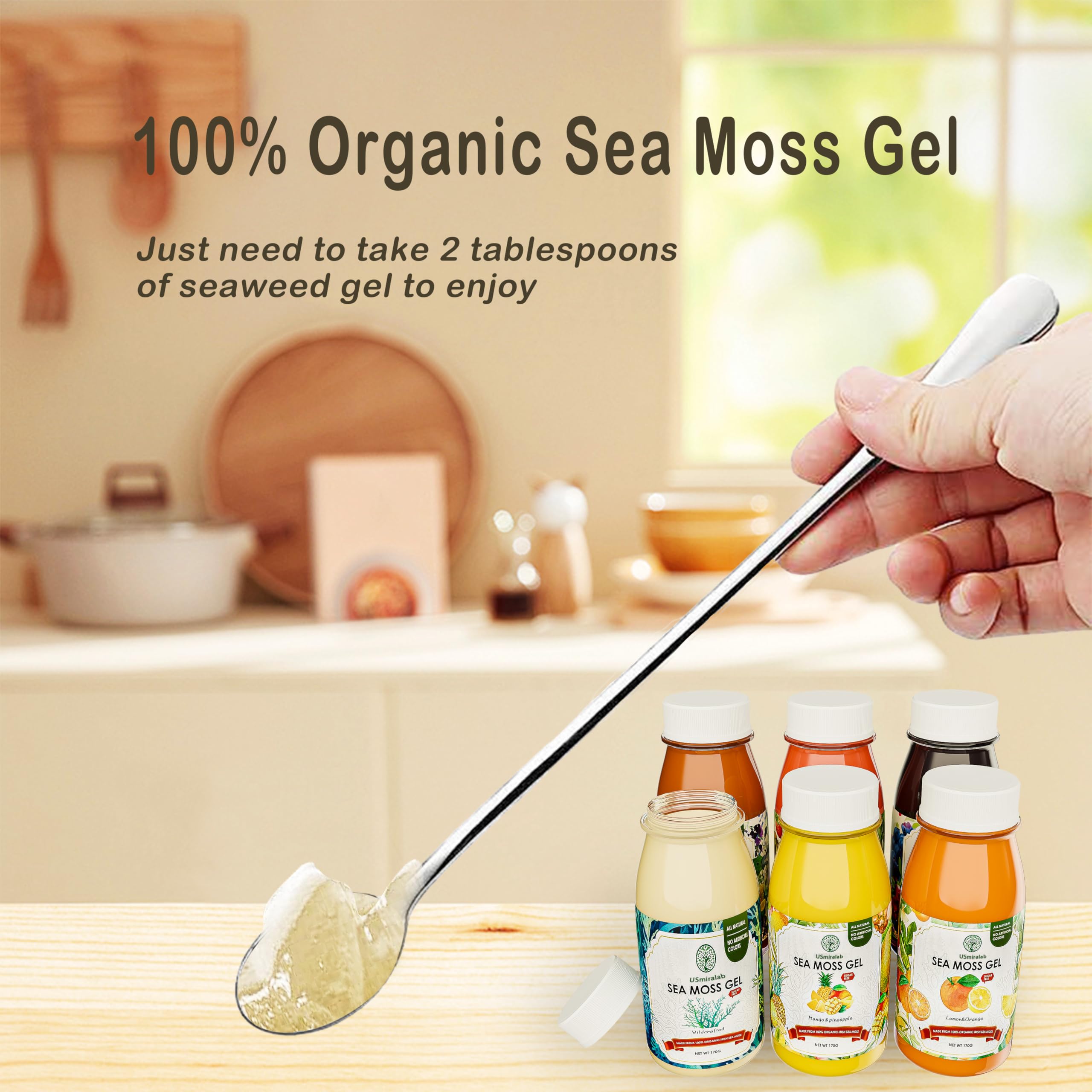 USMIRALAB Wildcrafted Sea Moss Gel for Purists： 6-Flavor Ritual Set (36oz) with Antioxidant Ocean Minerals | Pure Superfood Base Vegan USMIRALAB Au supplements