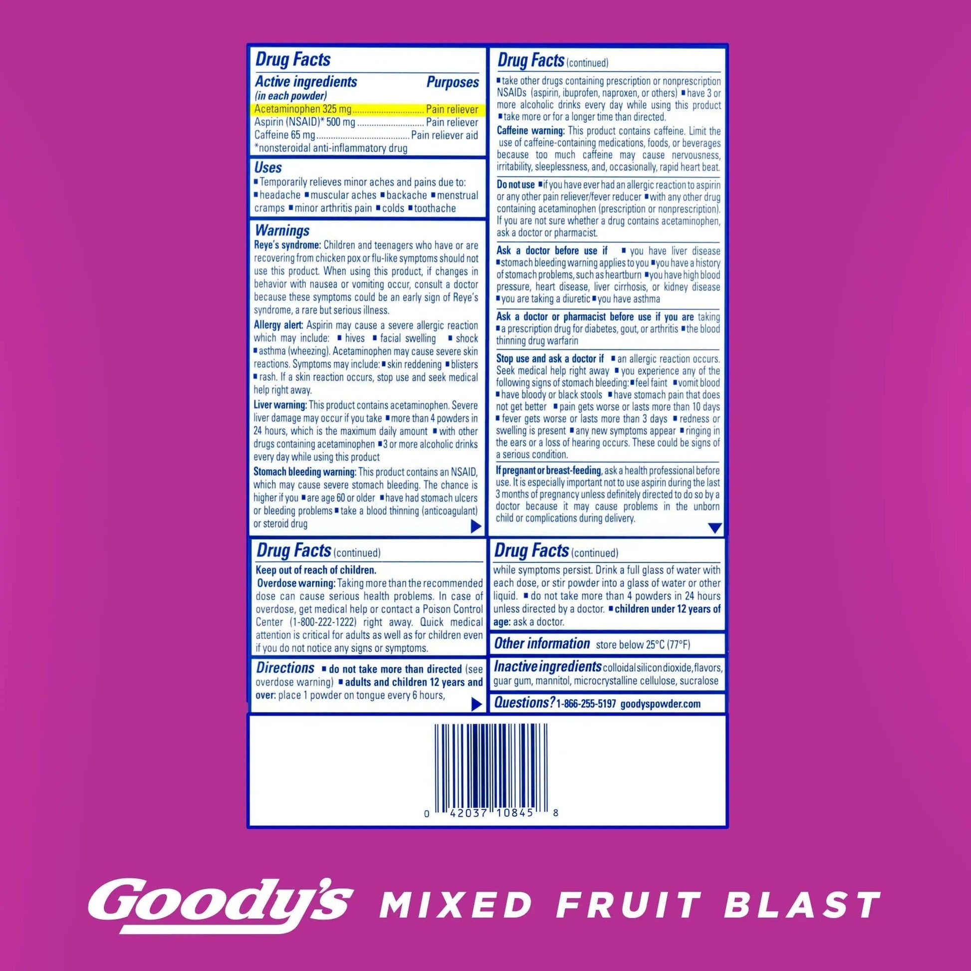 Goody's Pain Relief Powders, Extra Strength Headache Powder Mixed Fruit Blast, 24 ct (Pack of 1) Goody's Au supplements
