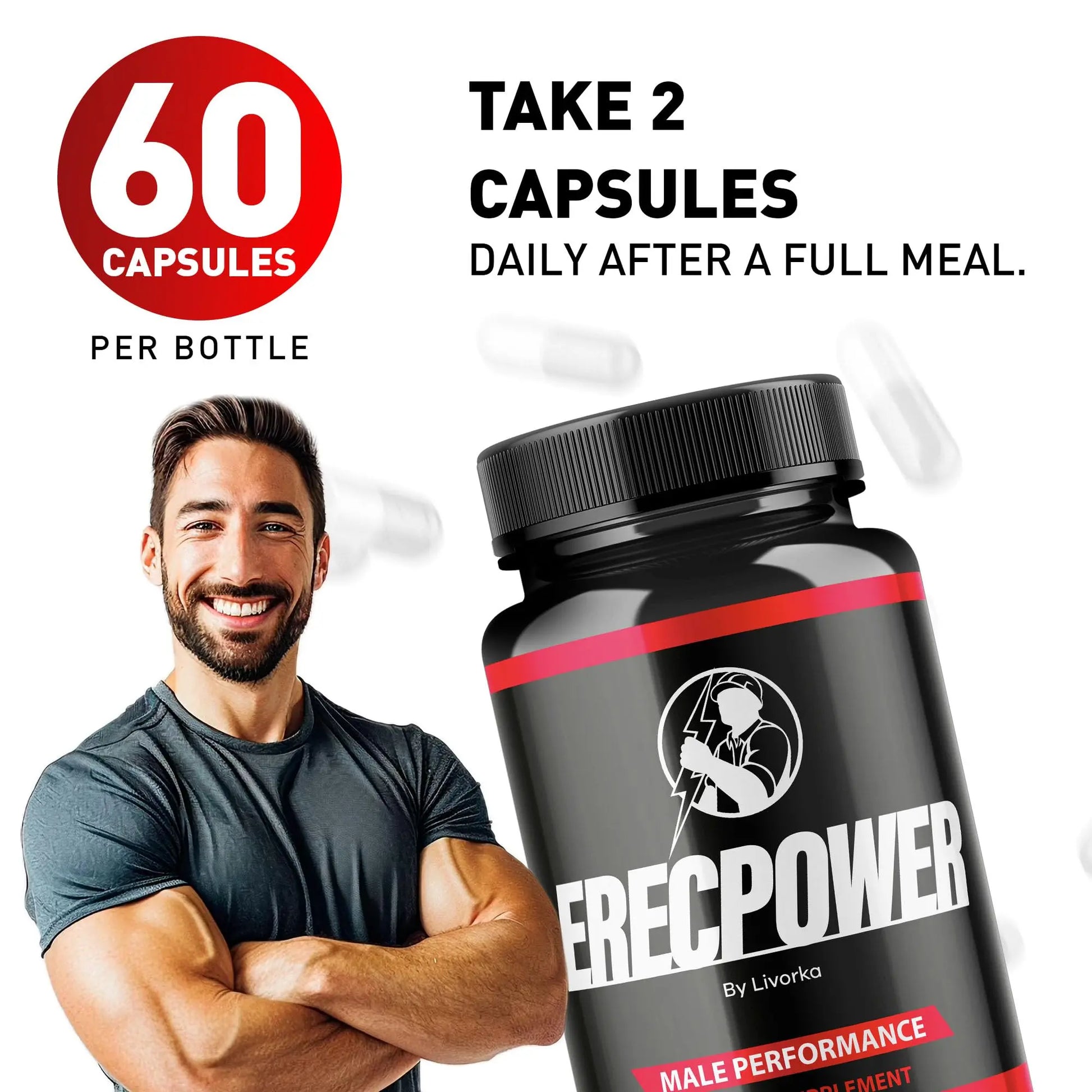 LIVORKA Erecpower Multivitamin Male Performance Capsules for Mens Health, Advanced Formula - 300 Capsules (5 Month Supply) - Pack of 5 LIVORKA Au supplements