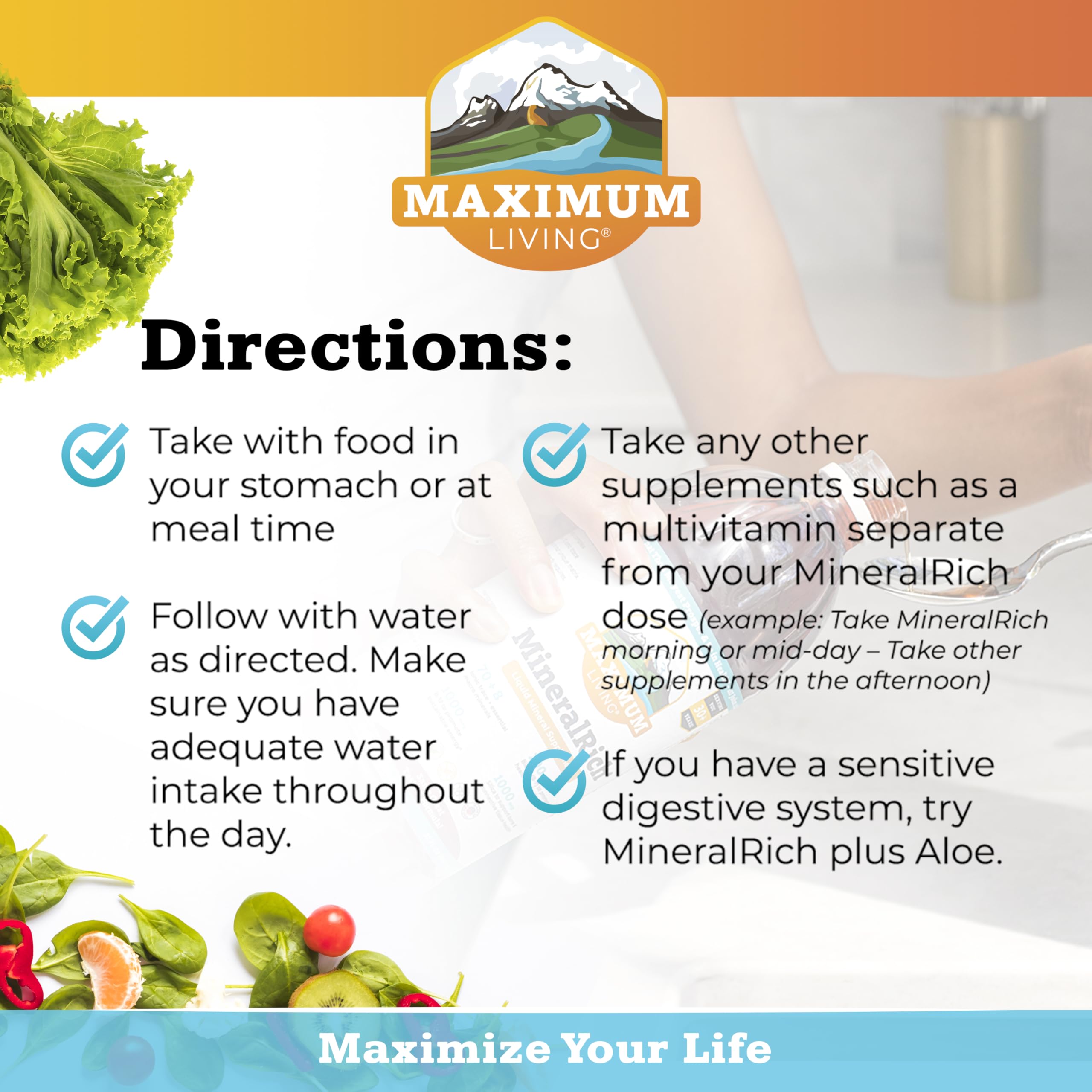 Maximum Living MineralRich Minerals Supplement with Aloe - Liquid Blend of Vitamins and Trace Minerals - 32 oz Maximum Living Au supplements