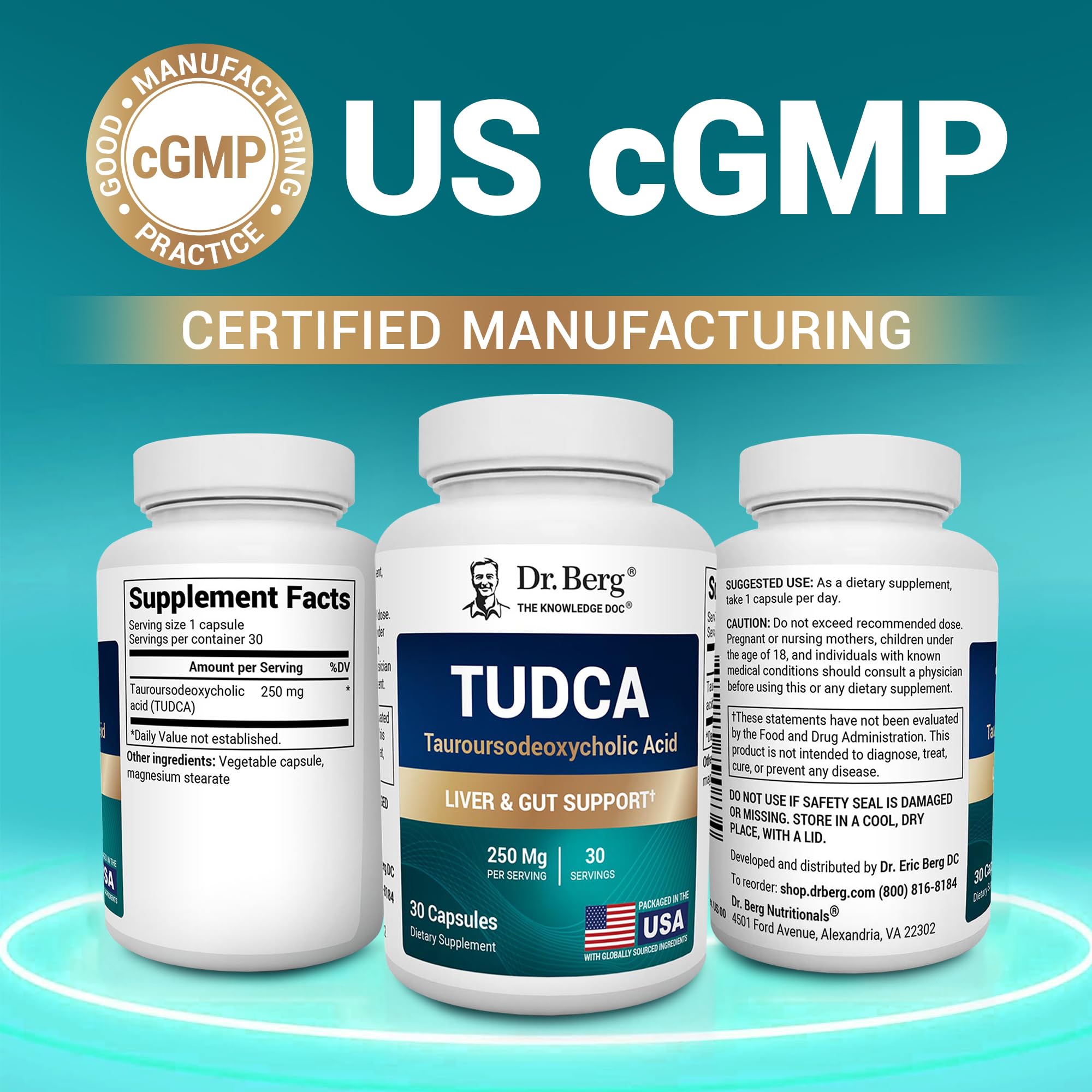 Dr. Berg TUDCA Supplement (Tauroursodeoxycholic Acid) - Powerful Formula for Liver Health, Bile Flow, Gallbladder Support, and Digestive Health* - 30 Capsules Dr. Berg Nutritionals Au supplements