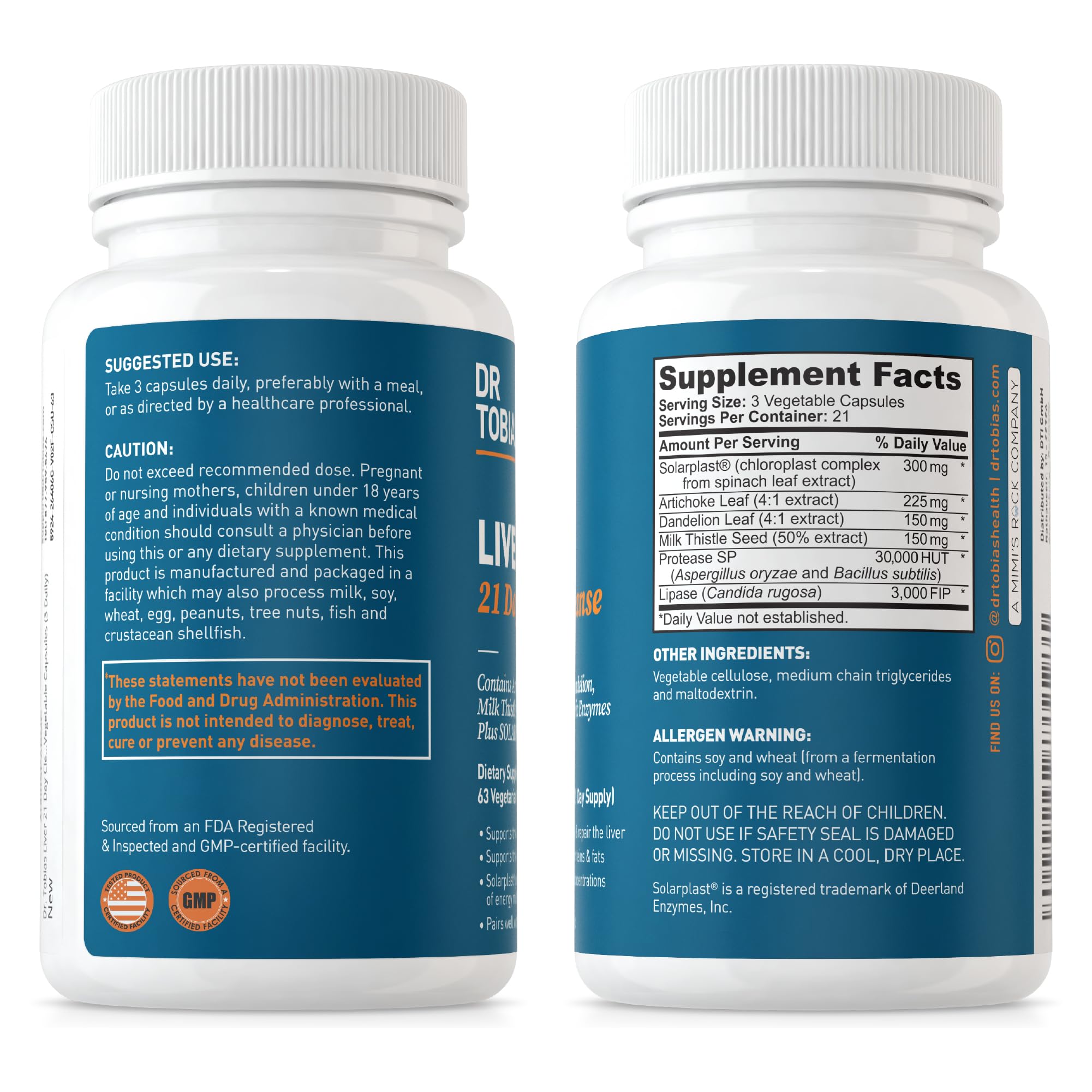 Dr. Tobias Liver 21 Day Cleanse, Herbal Liver Detox Cleanse with Solarplast, Artichoke Dr. Tobias Au supplements