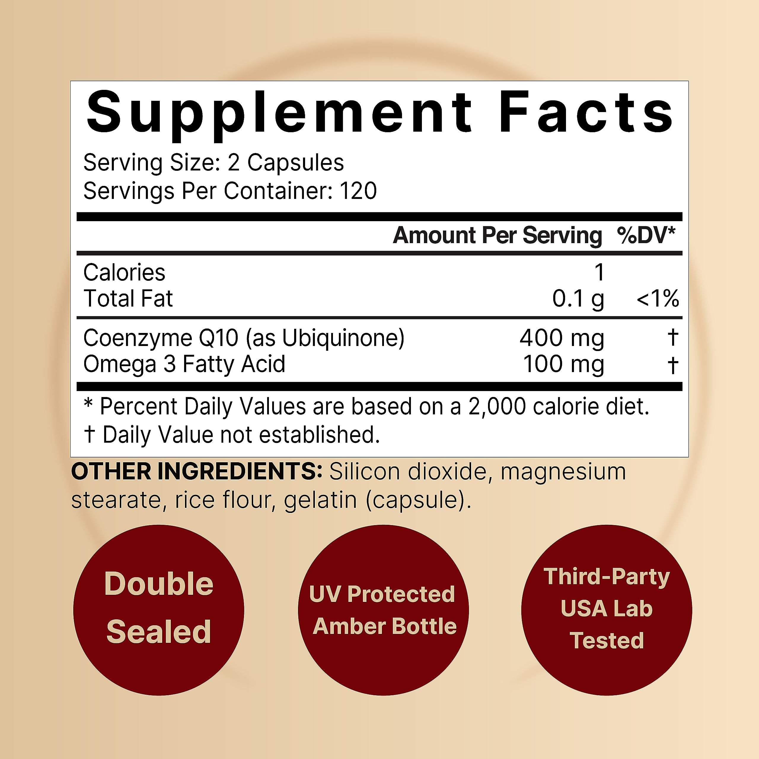 CoQ10 (Ubiquinone) 400mg with Omega 3 Fatty Acids, 240 Capsules | Stable High NatureBell Au supplements