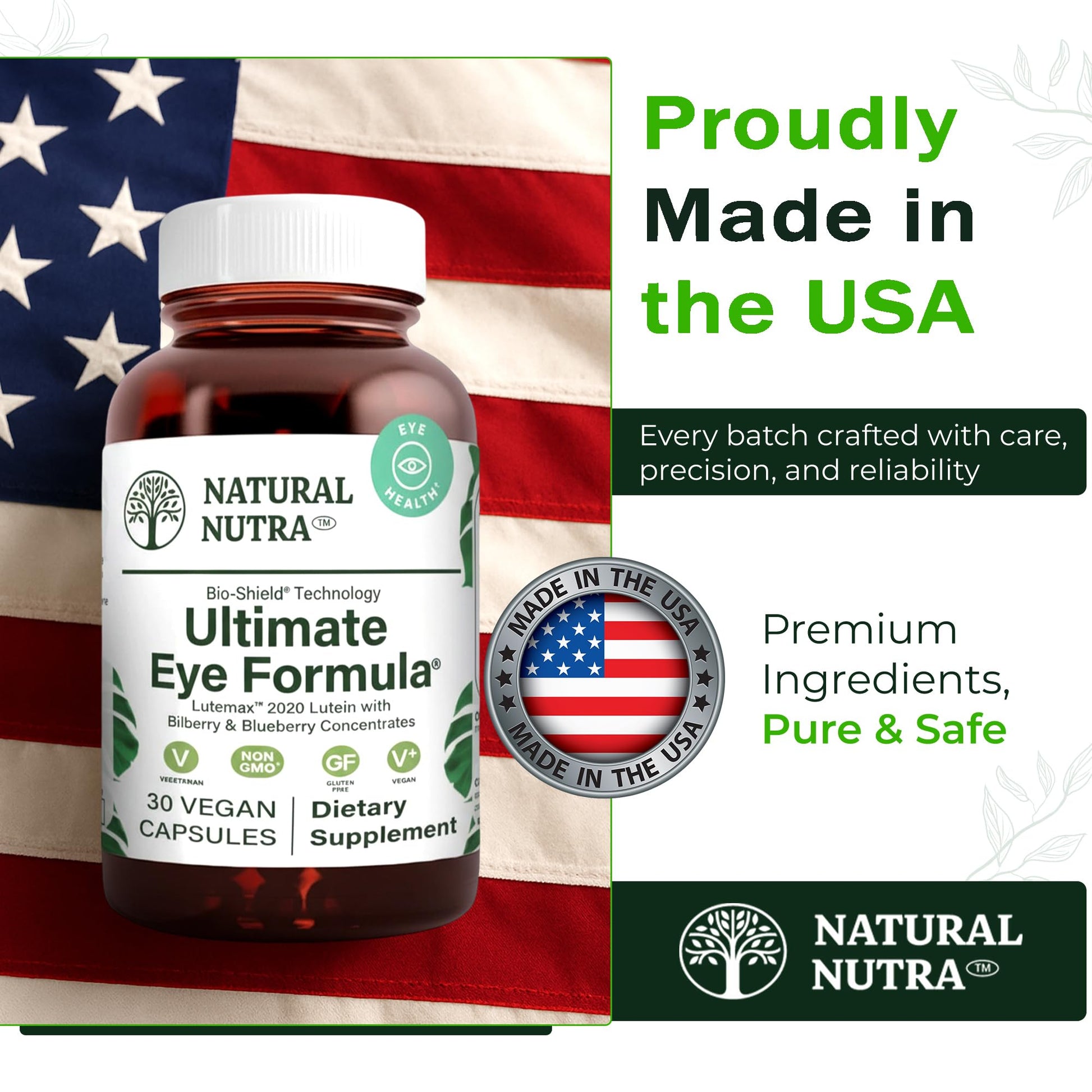 Natural Nutra Ultimate Eye Health Supplement - Bilberry & Blueberry Extract Blend for Day and Night Vision Support, Promotes Color Perception & Eye Clarity - Non-GMO, Vegan - 30 Capsules (Pack of 3) Natural Nutra Au supplements