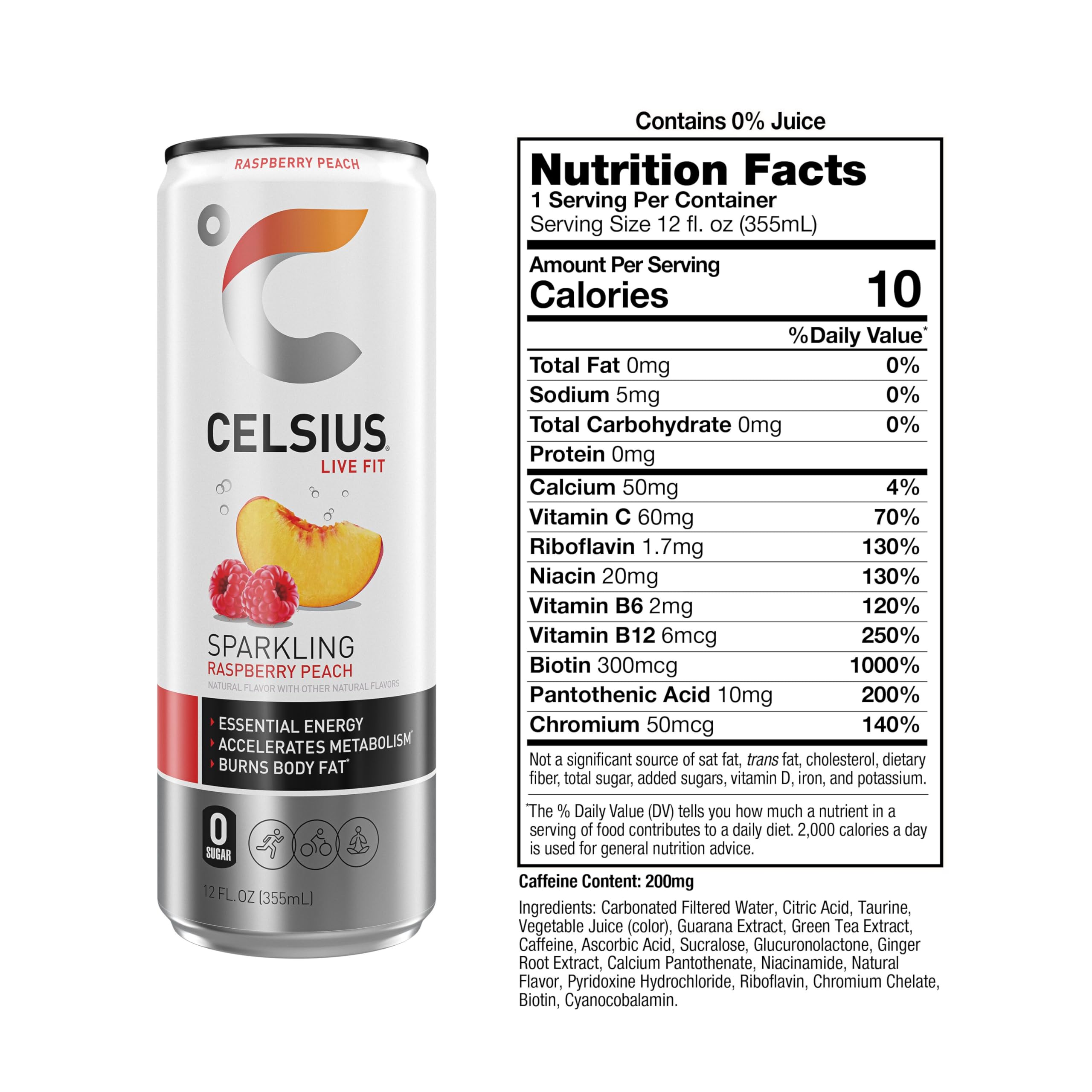 CELSIUS Sparkling Raspberry Peach, Functional Essential Energy Drink 12 Fl Oz (Pack of 12) CELSIUS Au supplements