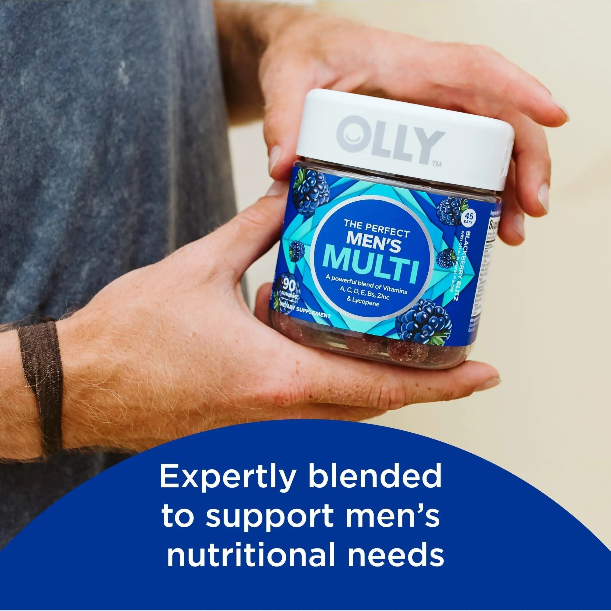 OLLY Men's Multivitamin Gummy, Overall Health and Immune Support, Vitamins A, C, D, E, B, Lycopene & Extra Strength Daily Energy Gummy OLLY Au supplements