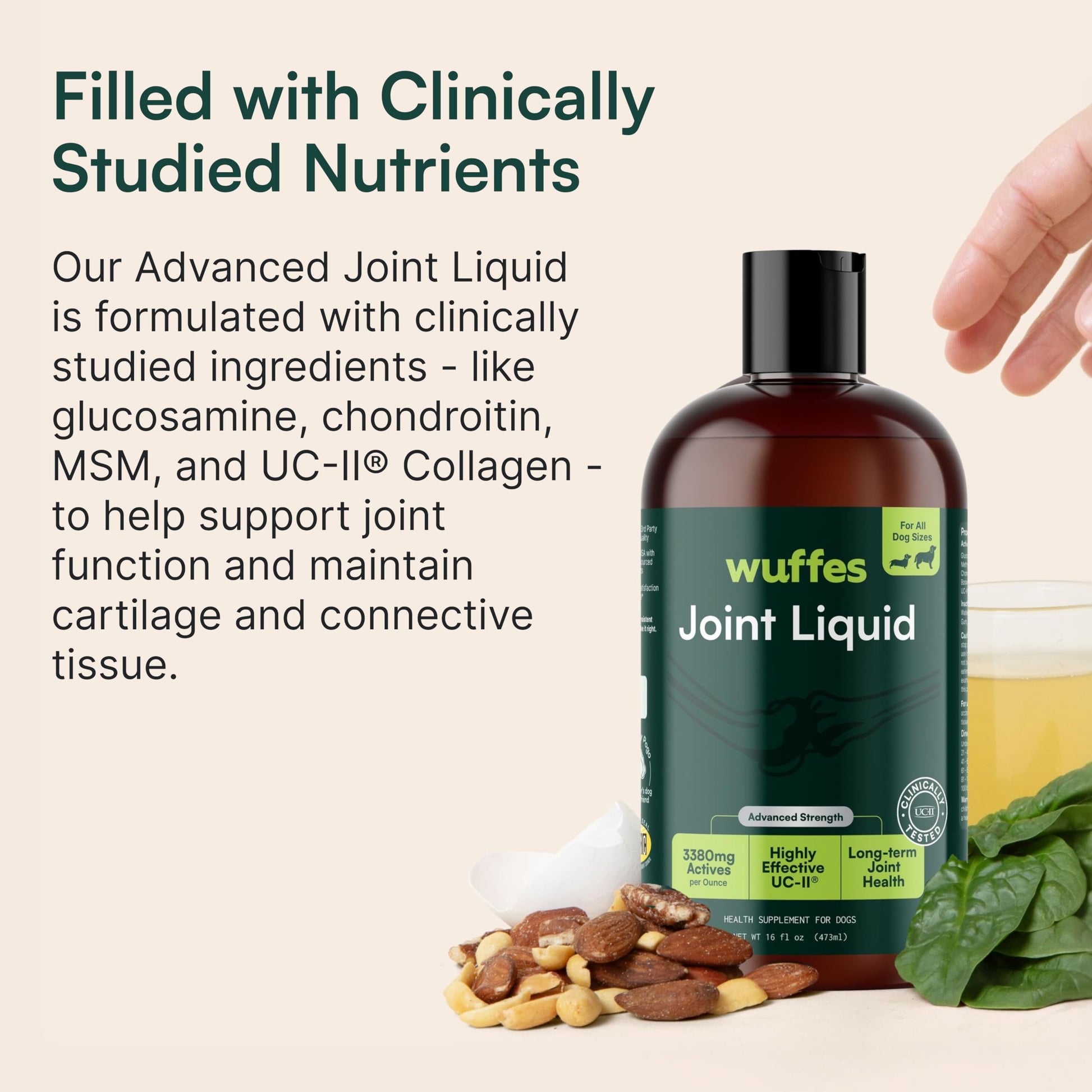 Wuffes Advanced Joint Liquid for Dogs, Hip & Joint Support Supplement with Glucosamine, Chondroitin, UC-II® Collagen, and MSM, for Small & Large Breeds, 16 Oz Wuffes Au supplements