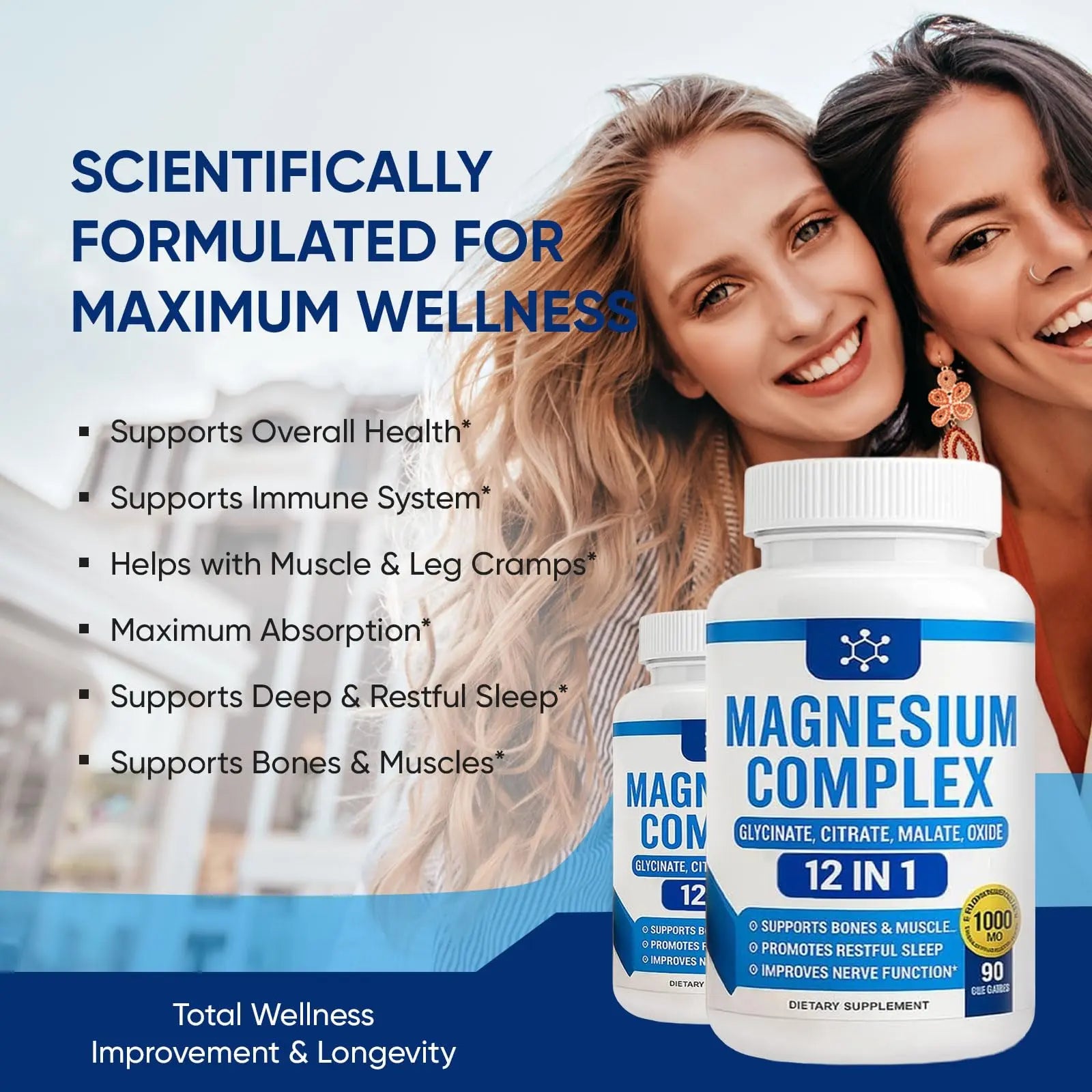 Nutrapure Magnesium Complex 7 Elemental Supplement - Magnesio Complex 1000mg Forms Including Glycinate, Citrate, Malate, Taurate Chelated | Energy Support | Vegan Non-GMO, 90 Capsules (2) WSJAWH Au supplements