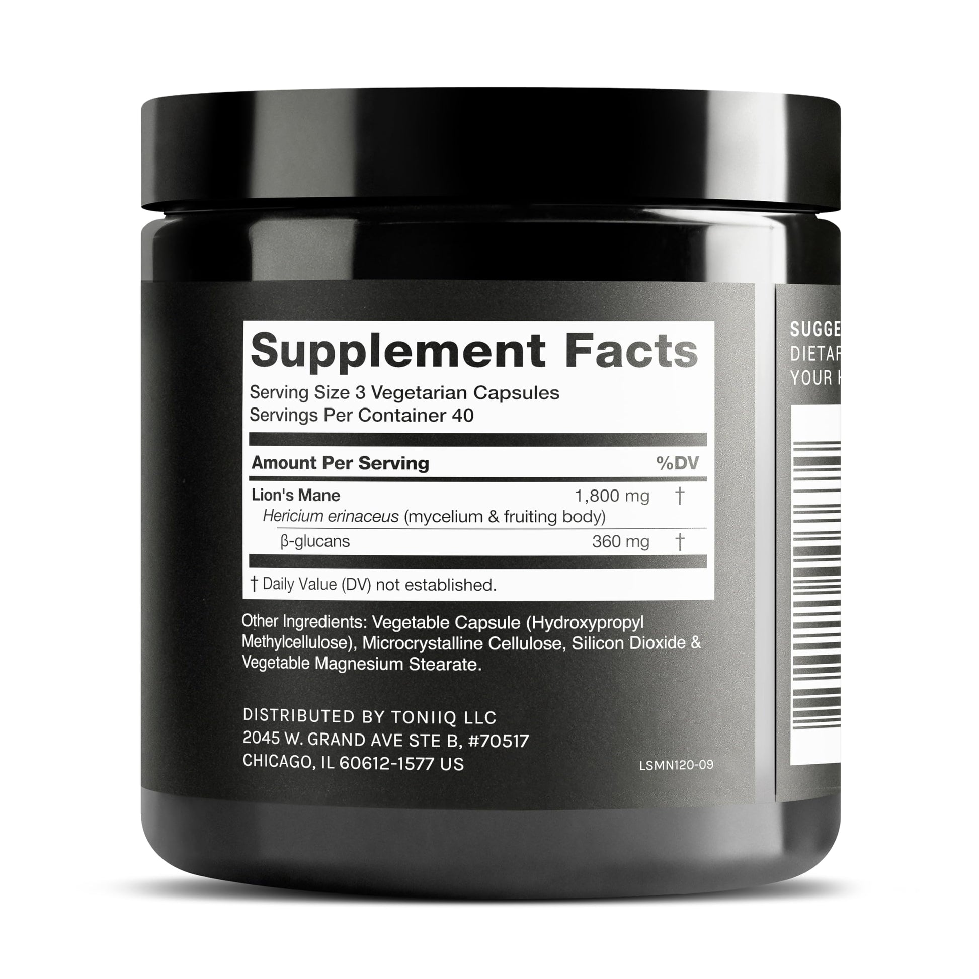 Toniiq Lion’s Mane - Ultra High Potency 10:1 Extract with 30% Polysaccharides - Highly Concentrated & Bioactive - Third-Party Lab Tested - 120 Capsules Toniiq Au supplements